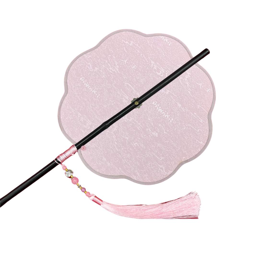 Huan Brocade Foldable Fan Pink by DAWANG