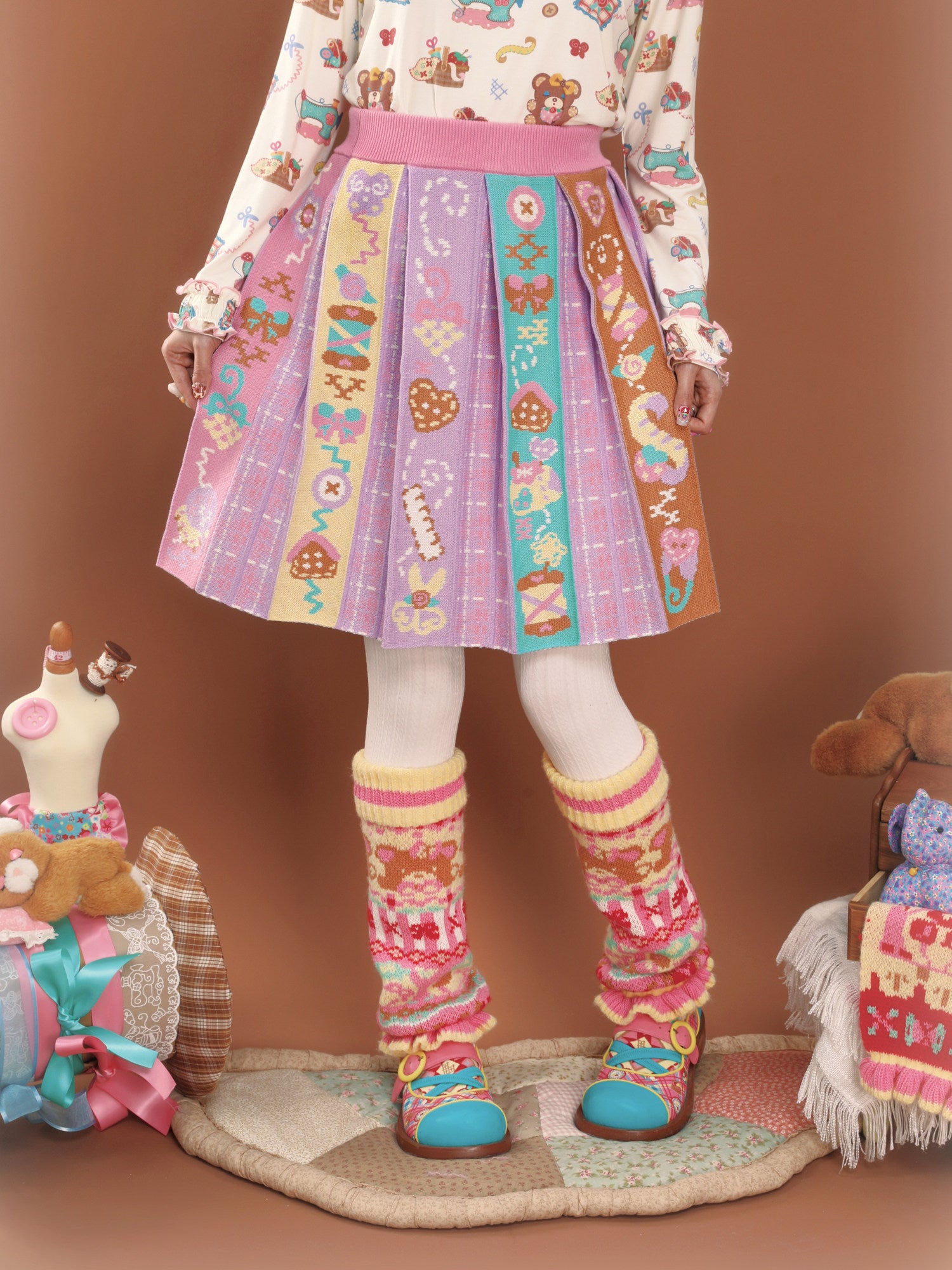 Decora Plaid Knit Skirt - LutraJump by Land Decora