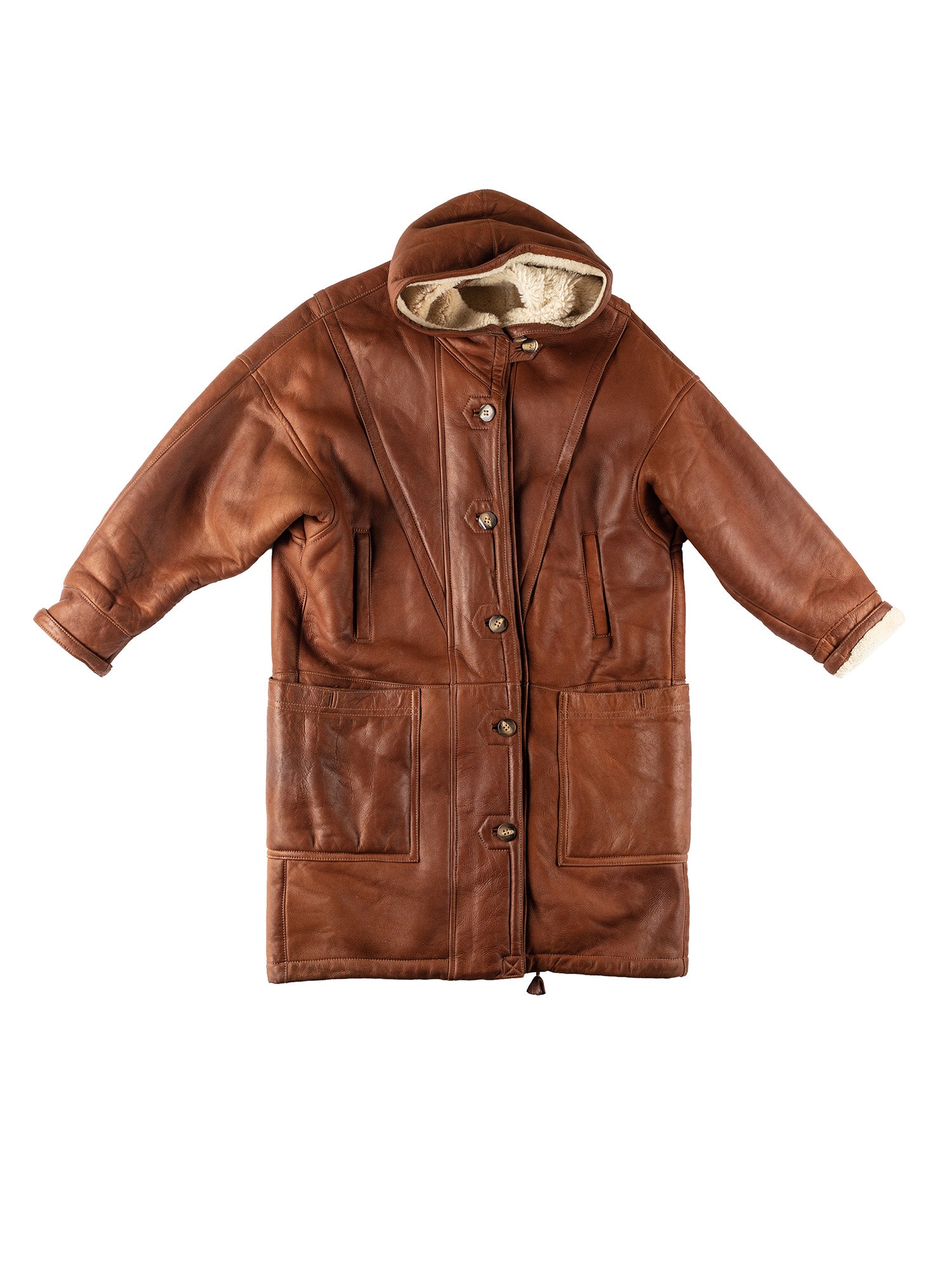 Vintage 80's Women Sheepskin Coat in Brown by Northern Grip