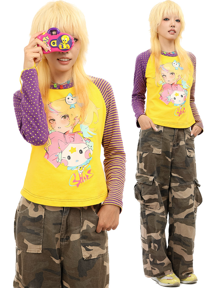 Y2K Anime Girl Long Sleeve T-Shirt 100% Cotton - NIHON KIDS by Land Decora
