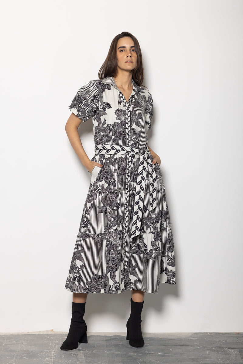 NOIR FLORALS DELLA DRESS by Maude Vivante