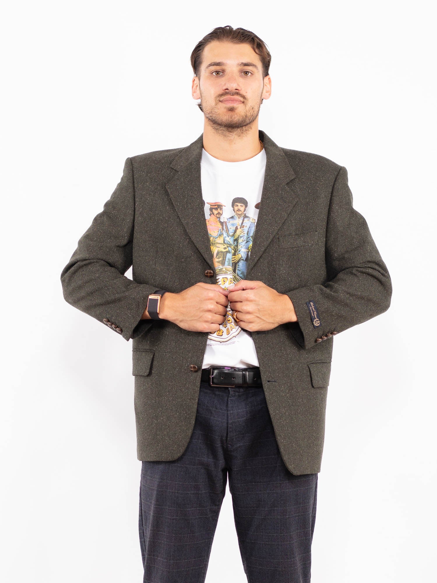Vintage 90's Men Wool Blend Blazer Jacket in Green by Northern Grip