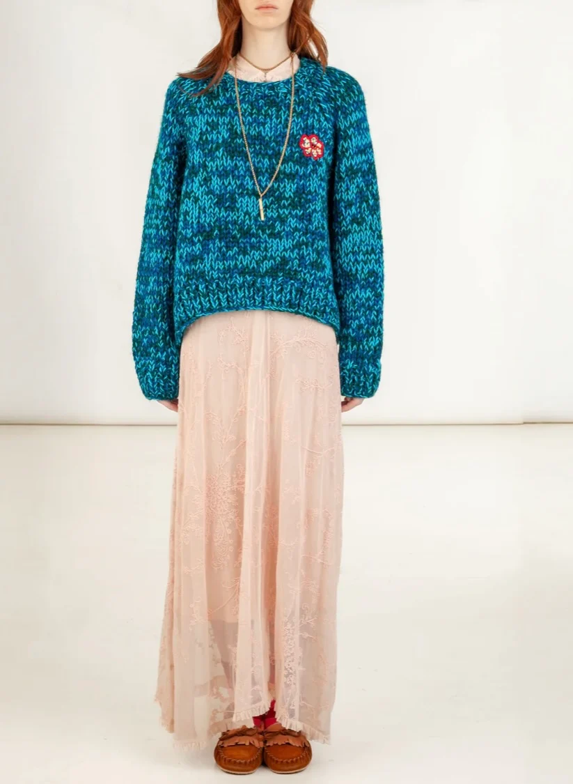 Happy Sheep Ocean Bloom Mouline Raglan Oversized Sweater by Sierra Deene
