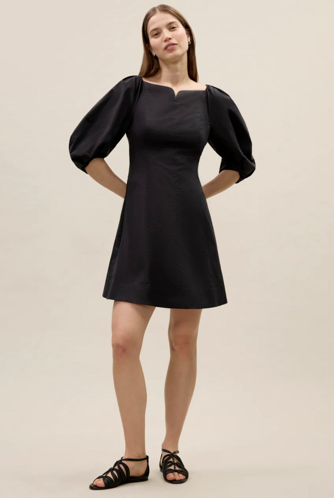 Isla Poplin Mini Dress in Black by Sierra Deene