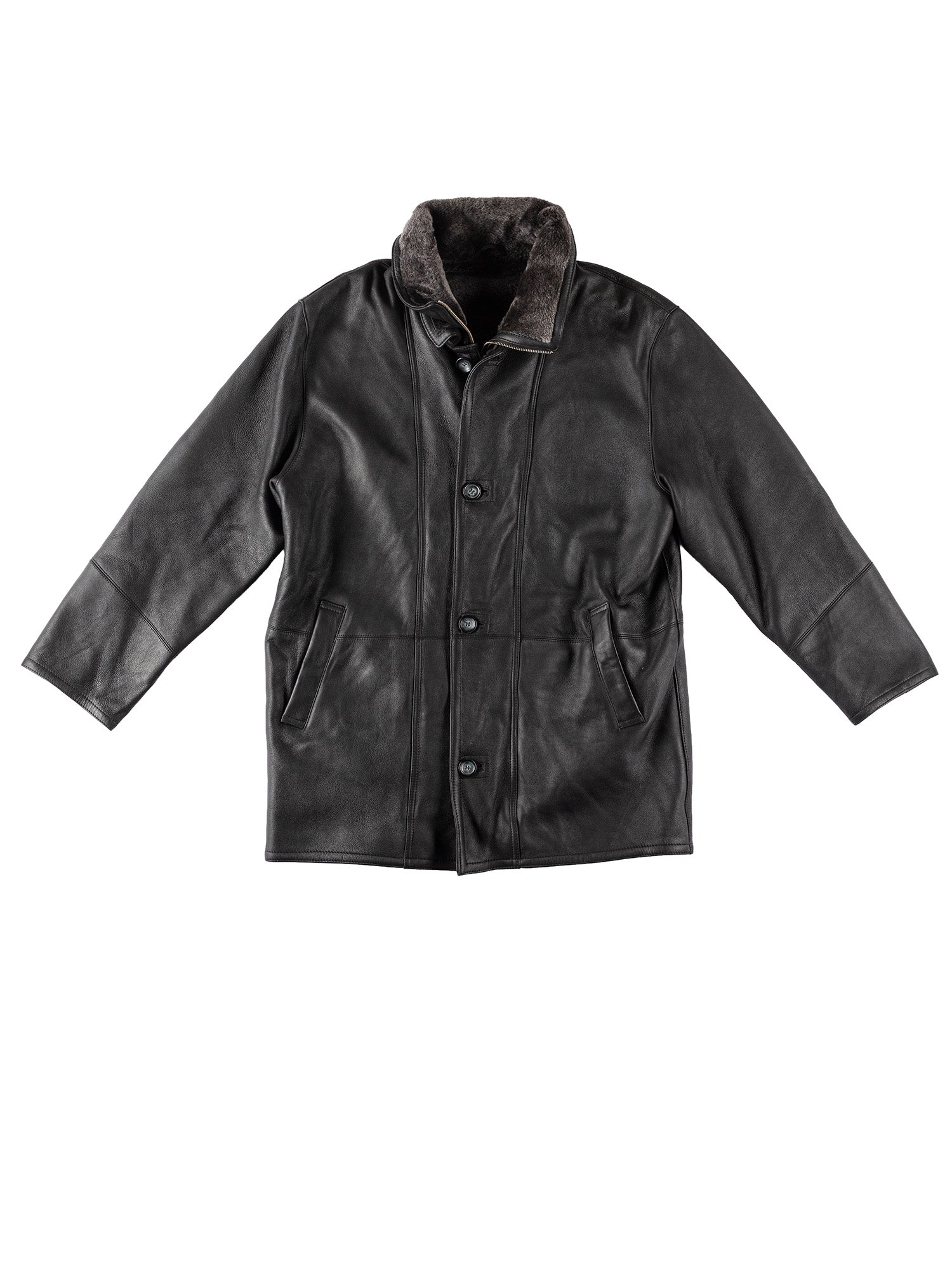 Vintage 90's Men Sheepskin Coat in Black by Northern Grip