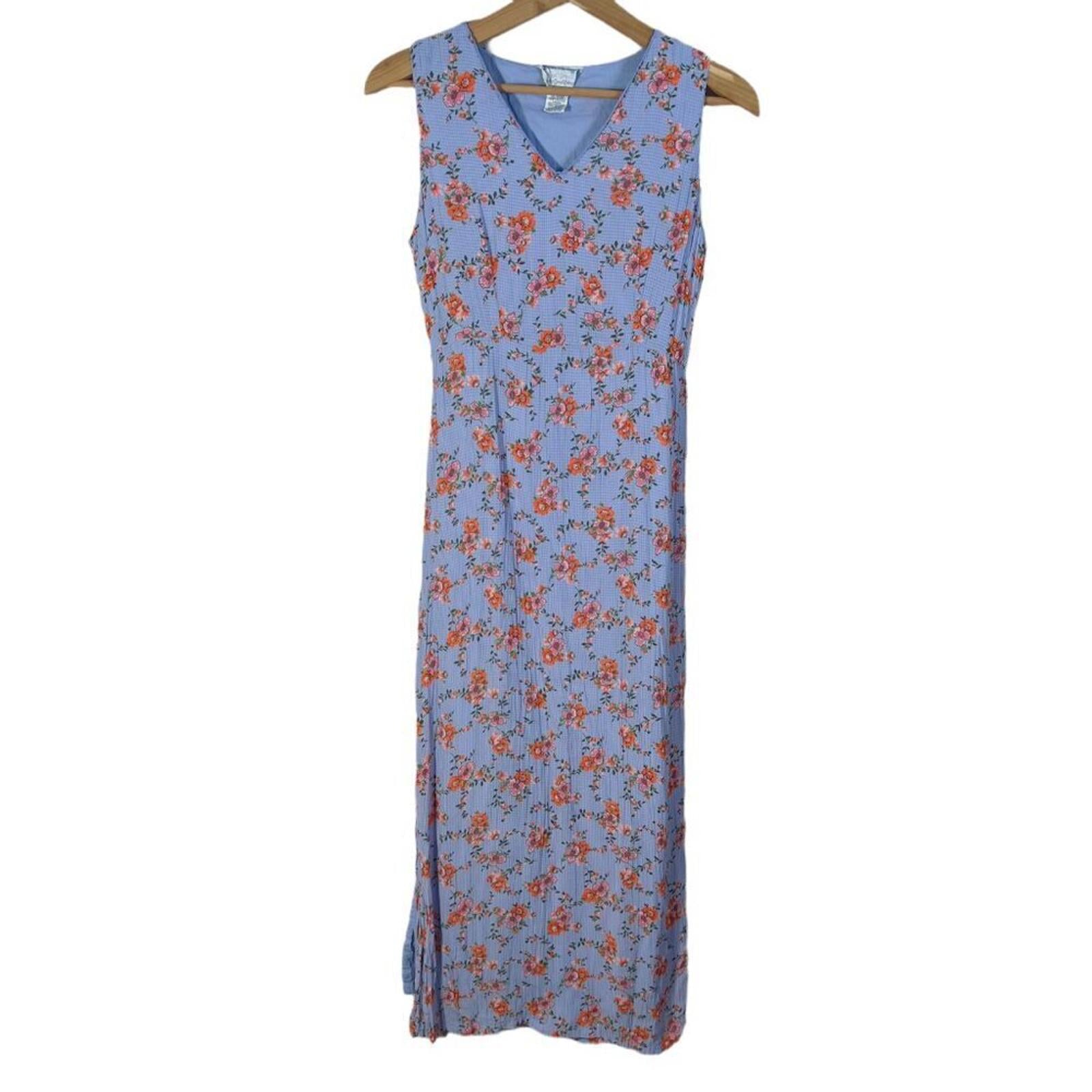 y2k Vintage April Cornell Purple Lilac and Orange Floral Maxi Dress Si by Hot Girl Secondhand