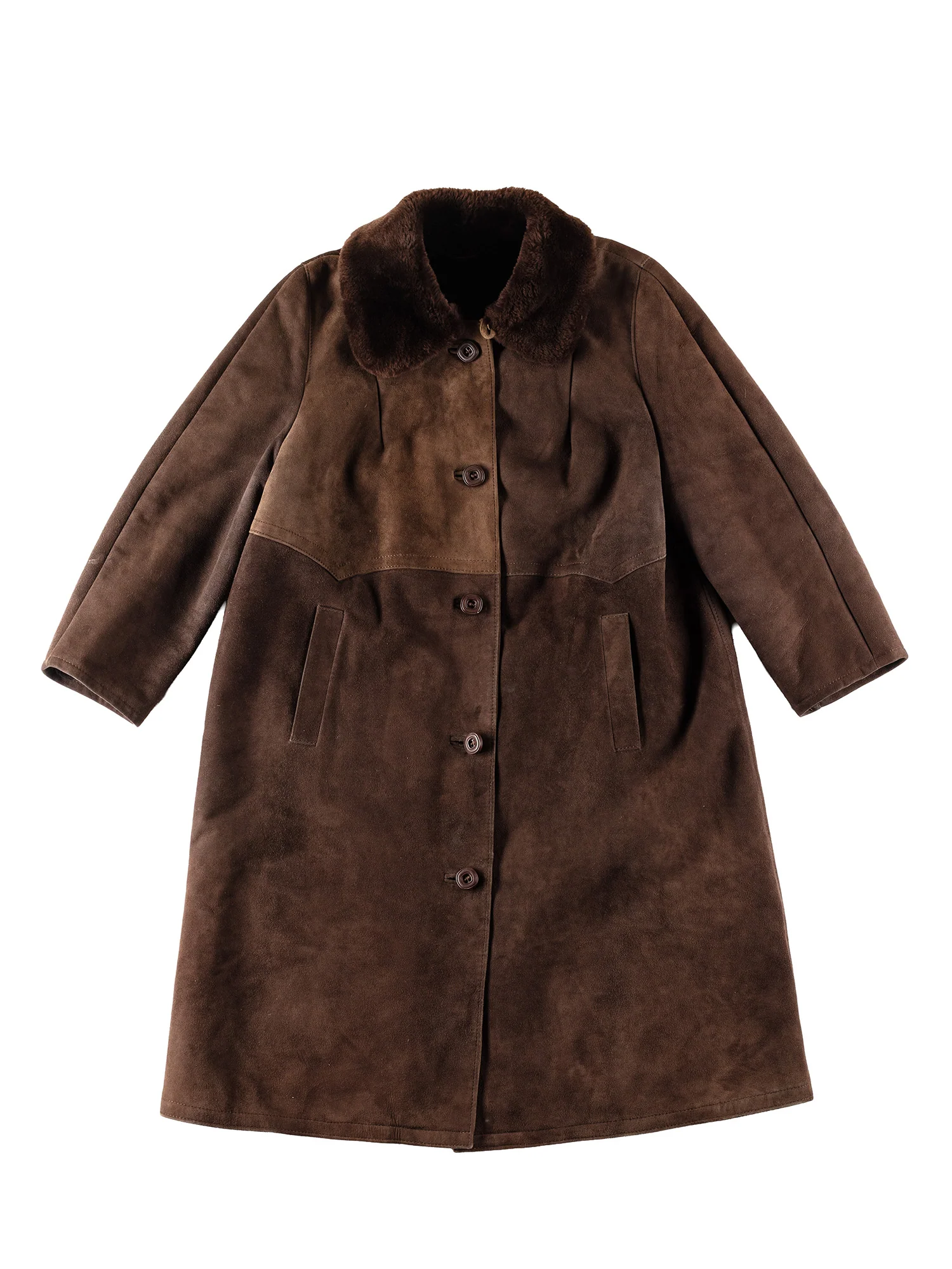 Vintage 80's Men Sheepskin Coat in Brown by Northern Grip
