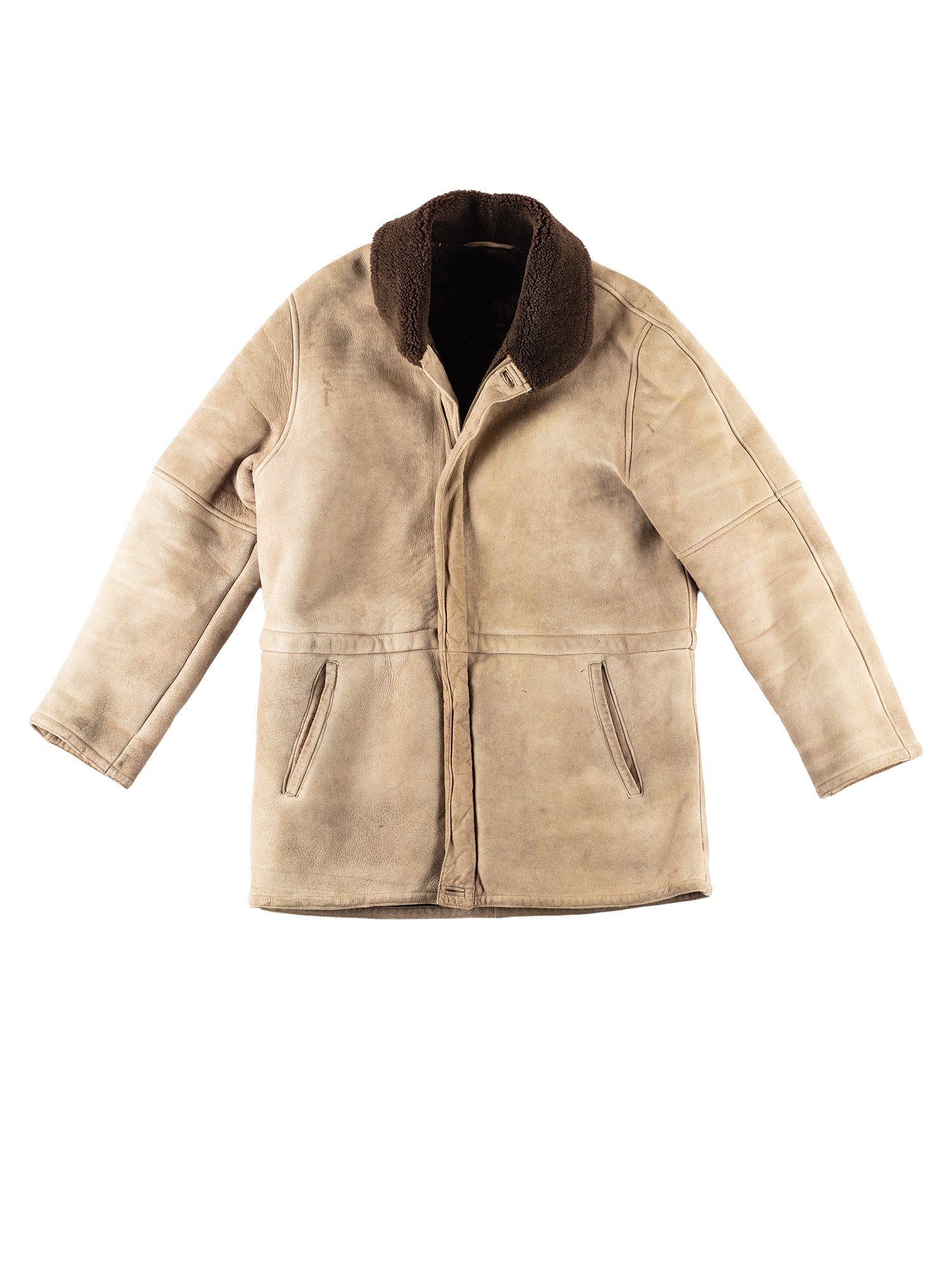 Vintage 80's Men Sheepskin Coat in Beige by Northern Grip