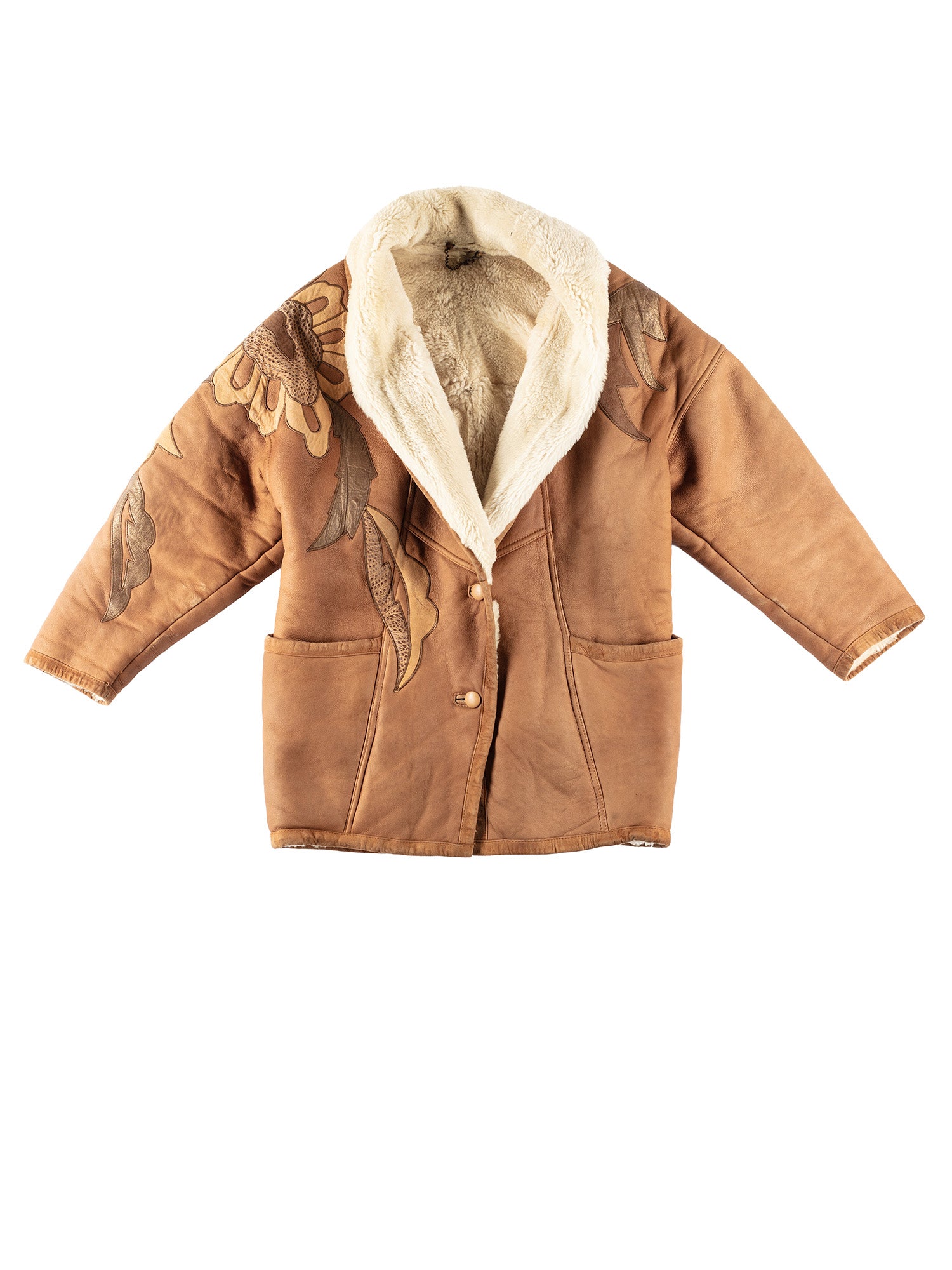 Vintage 80's Women Sheepskin Coat in Brown by Northern Grip
