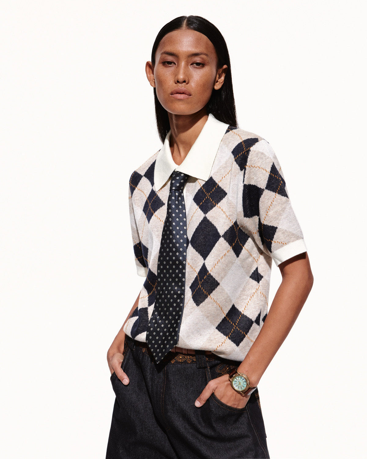 Script-X Argyle Wool Polo by OFFCULTURE