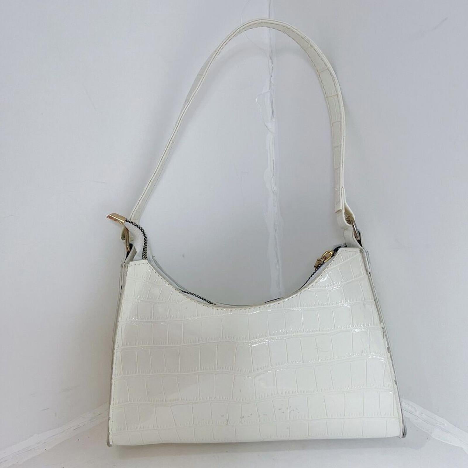 Shein White Faux Patent Leather Crocodile Embossed Shoulder Bag by Hot Girl Secondhand