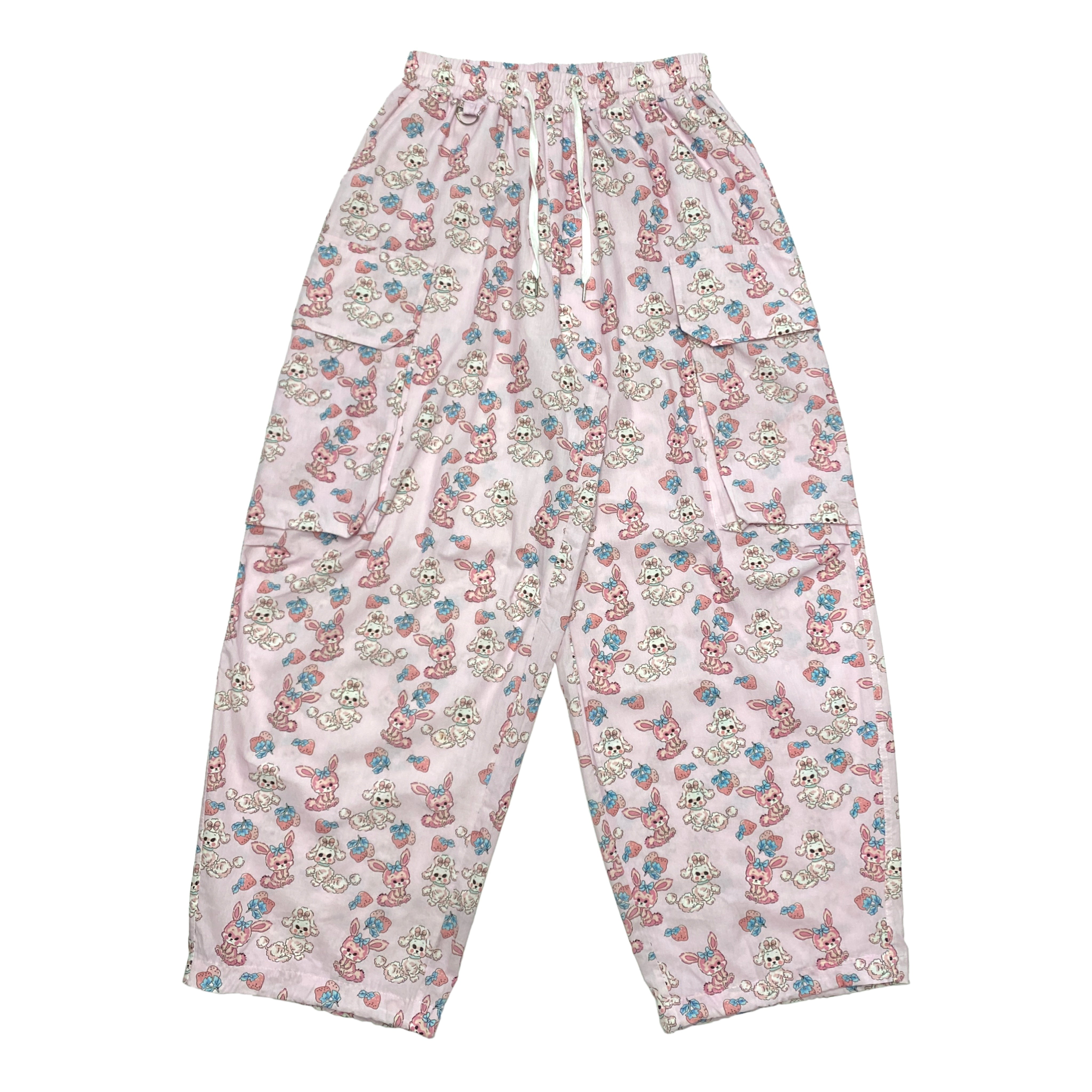 Kawaii Casual Pants – Rabbit Print Loose Fit – bunnybunnygun by Land Decora
