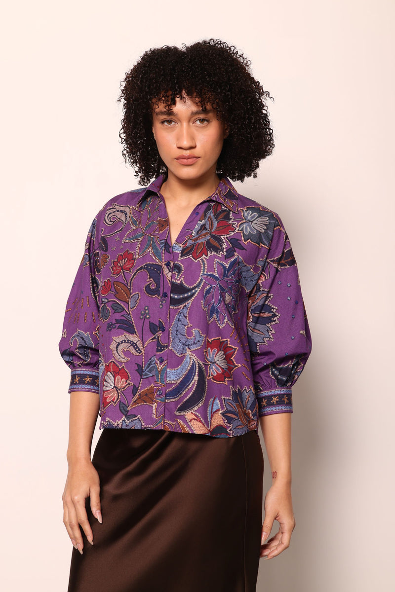 PURPLE SPARKLE ELSA TOP by Maude Vivante