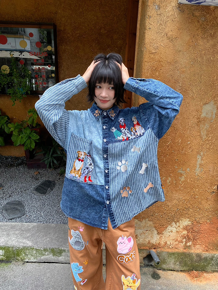 KidCore Embroidered Striped Long Sleeve Shirt Women - BIBULU by Land Decora