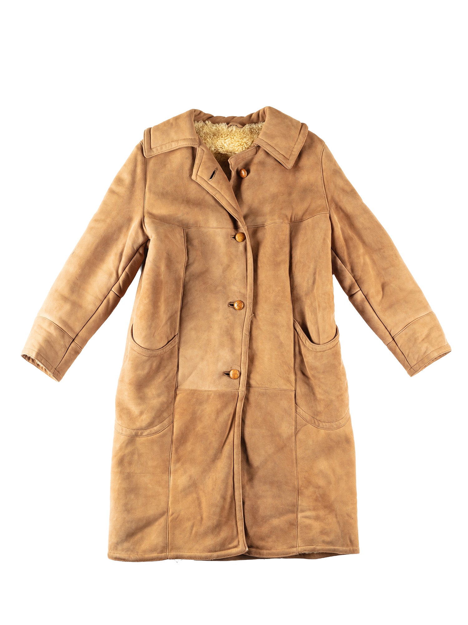 Vintage 80's Women Sheepskin Coat in Camel Brown by Northern Grip