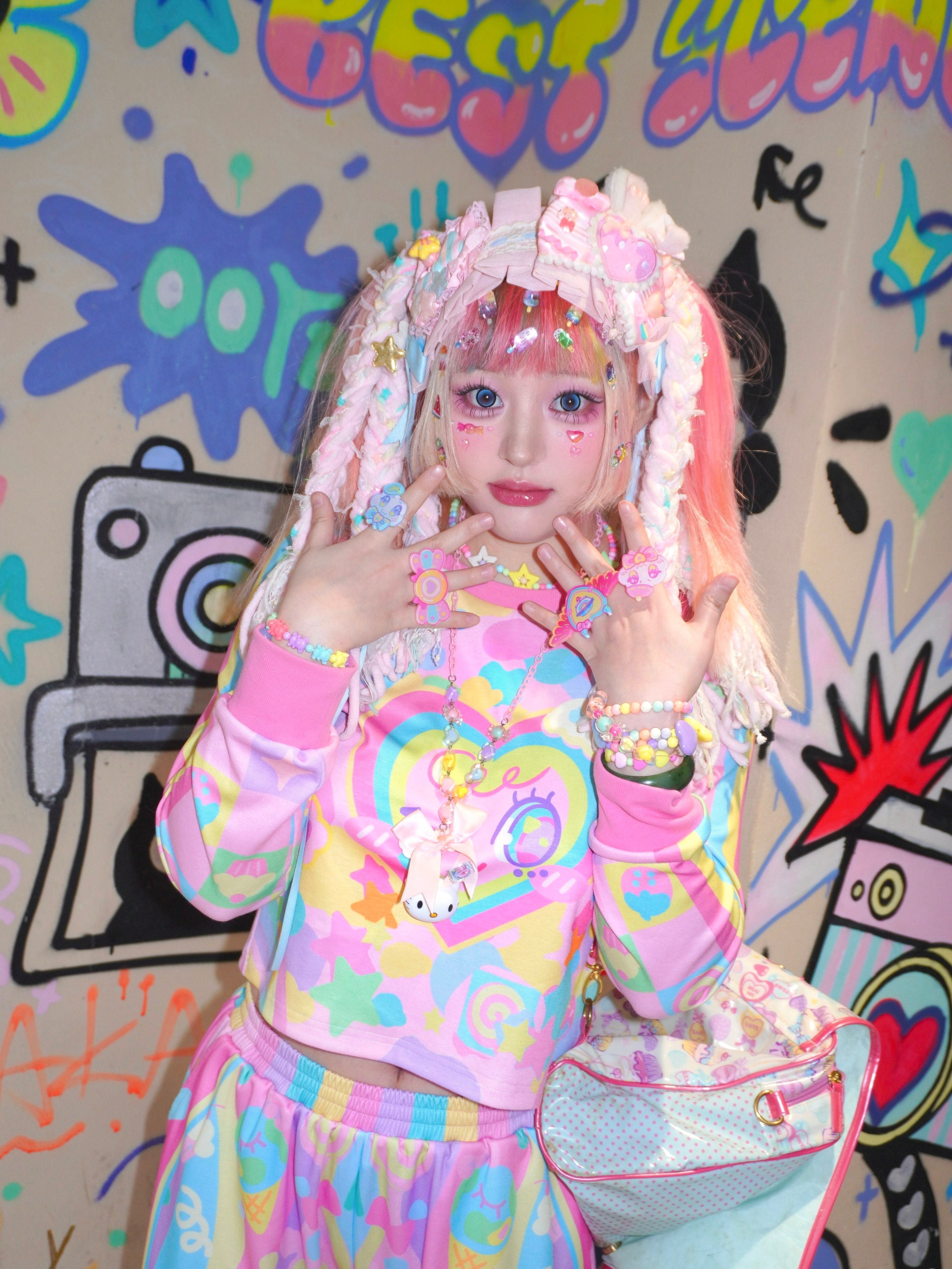 Pastel Heart Harajuku Lounge Set | Sweet Cool Streetwear by Land Decora