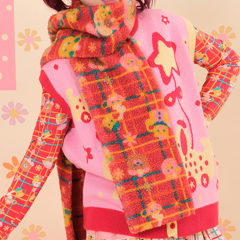 Kawaii Lamb Fleece Scarf - NIKKOU by Land Decora
