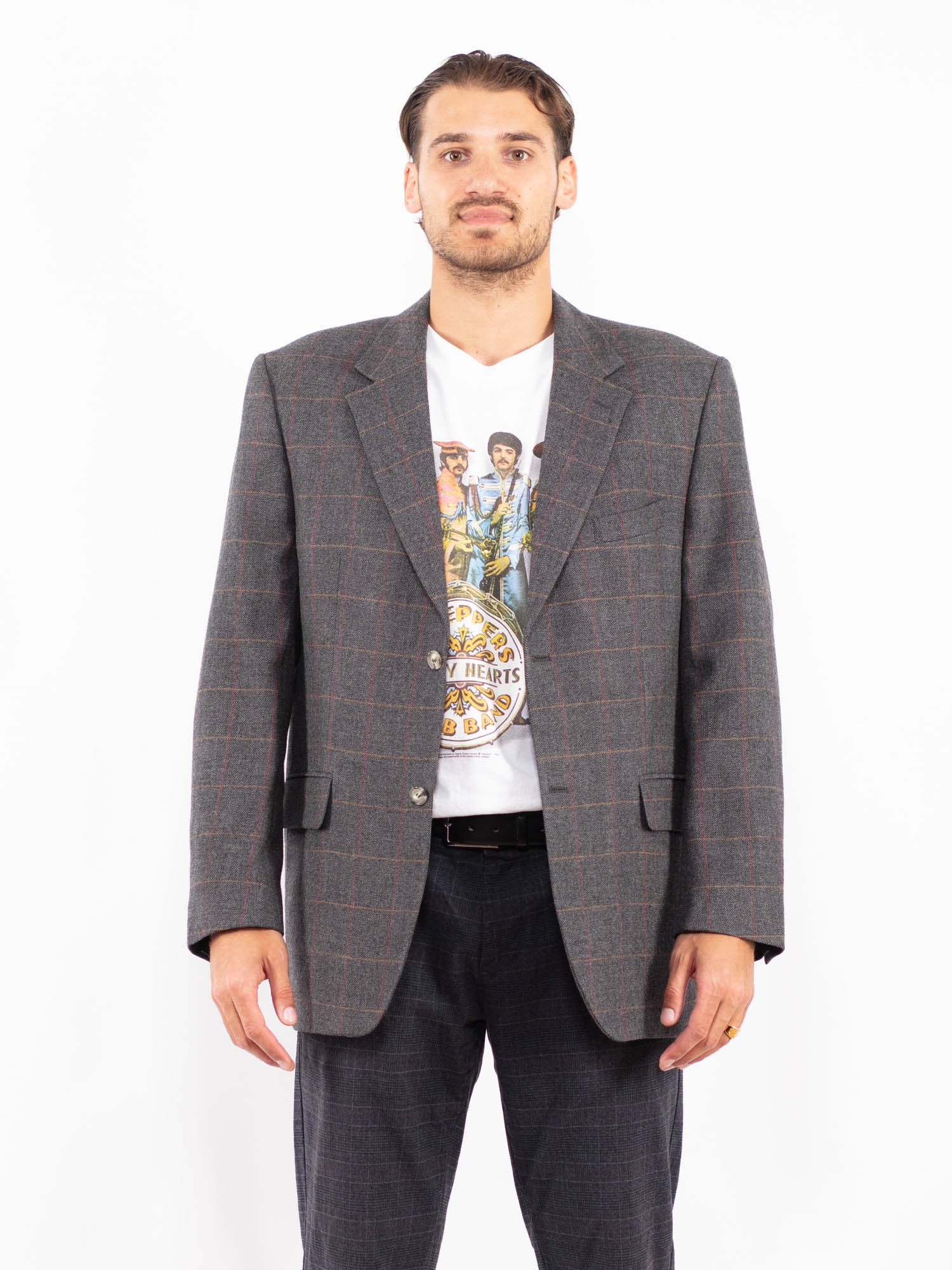 Vintage 90's Men Wool Blazer Jacket in Gray by Northern Grip