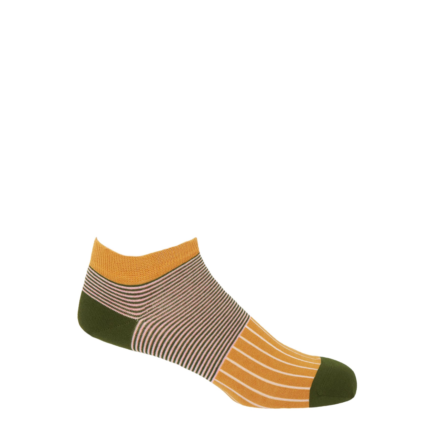 Oxford Stripe Men's Trainer Socks - Mustard by Peper Harow