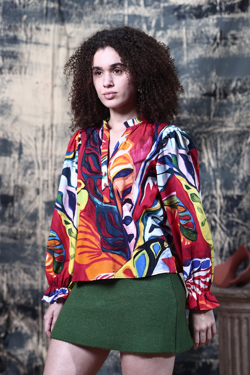 SCARLET FOLIAGE ASHLEY TOP by Maude Vivante