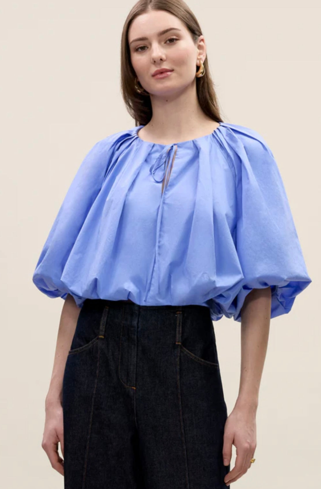 Yara Poplin Bubble Top in Bluebell by Sierra Deene
