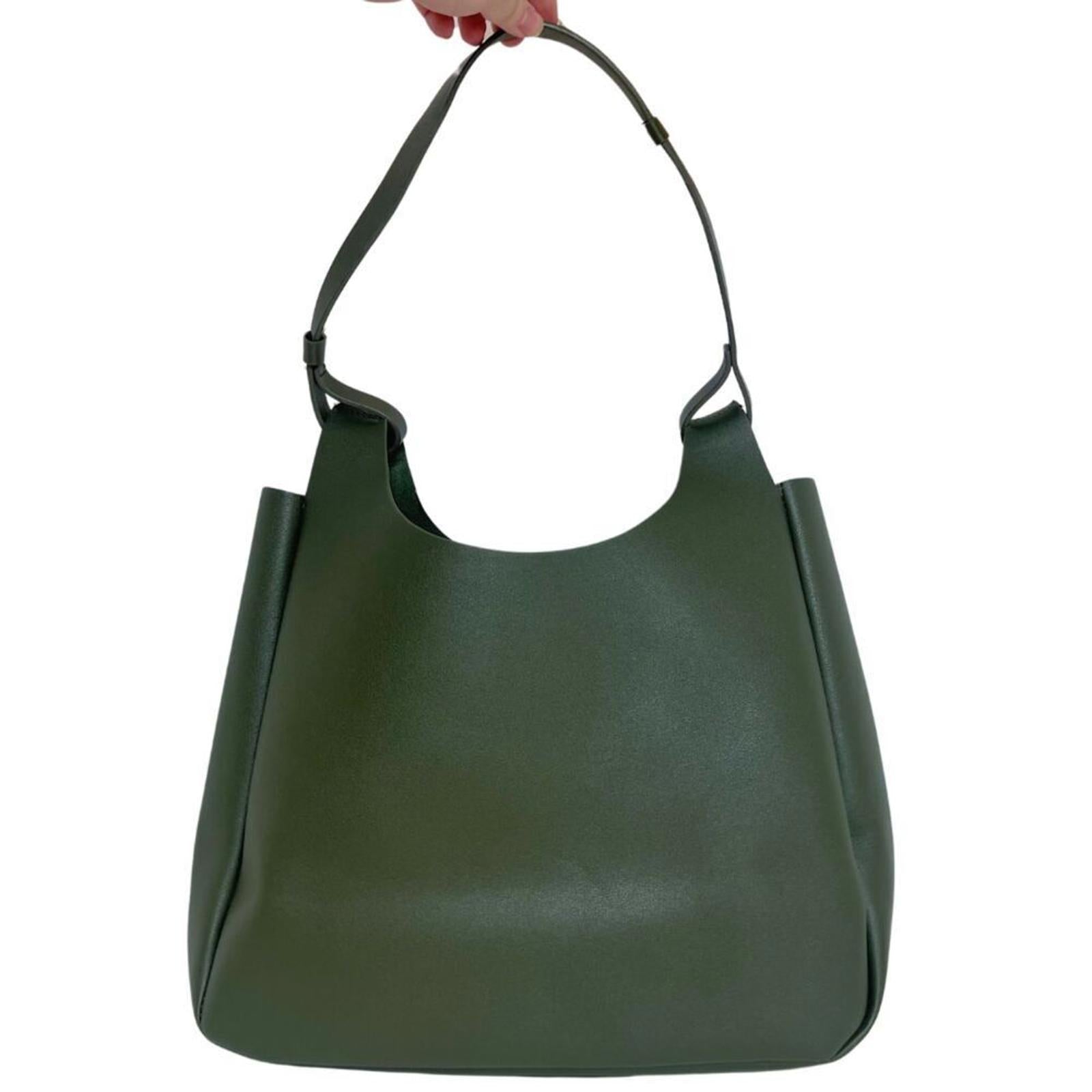 Neiman Marcus Vegetarian Leather Olive Green Hobo Bag Faux Leather Sho by Hot Girl Secondhand