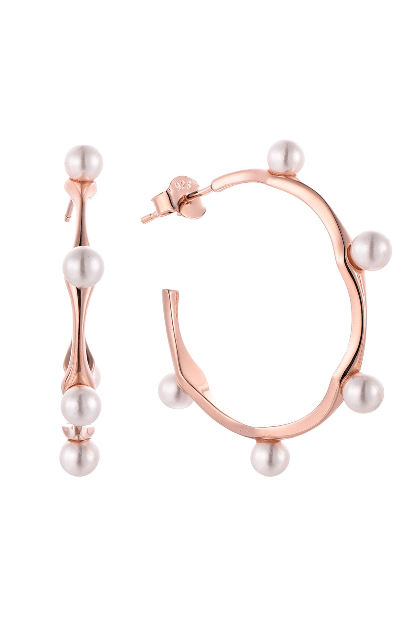 Waterproof Pearl Beads Round Half Hoop Earring by Akalia