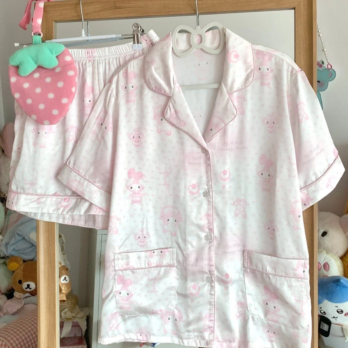 Kawaii My Melody Summer Pajama Set - Blurred Bear by Land Decora