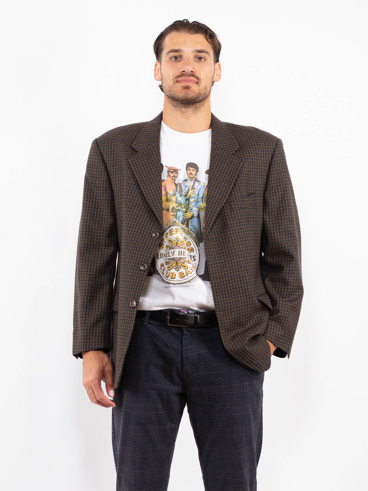 Vintage 80's Men Wool Blazer Jacket in Brown by Northern Grip