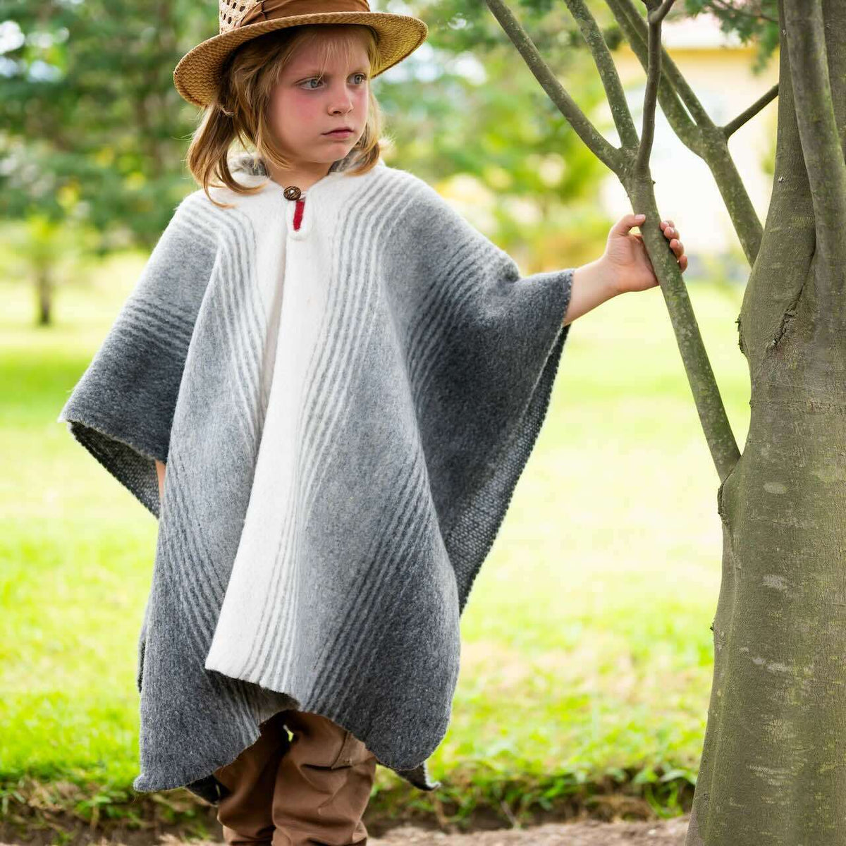 Llama Wool Unisex South American Handwoven Kids Poncho Pullover - All by ECUALAMA