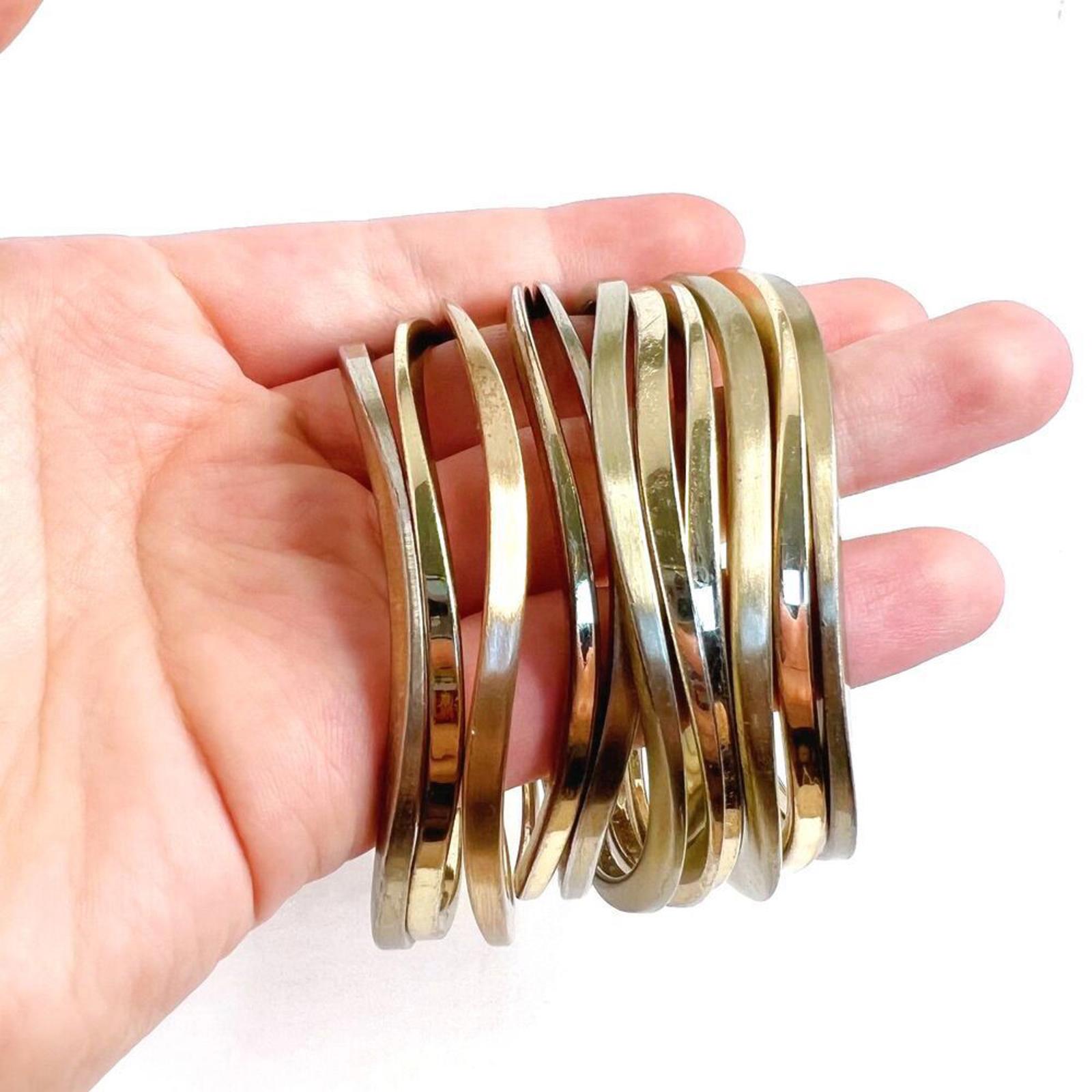Gold Irregular Asymmetrical Bangle Set Bracelets Boho Chic Bohemian by Hot Girl Secondhand