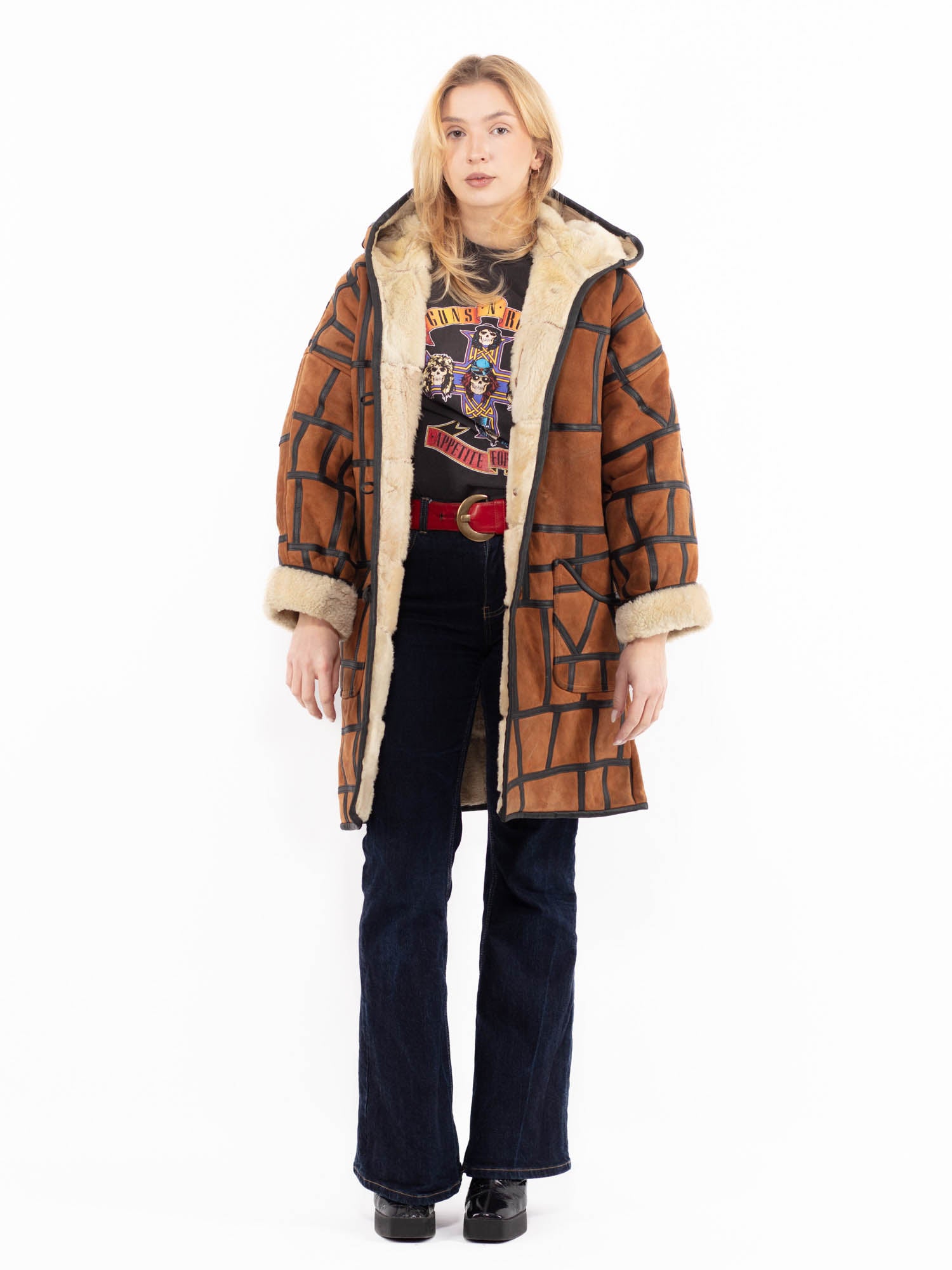 Vintage 90's Women Sheepskin Coat in Brown by Northern Grip