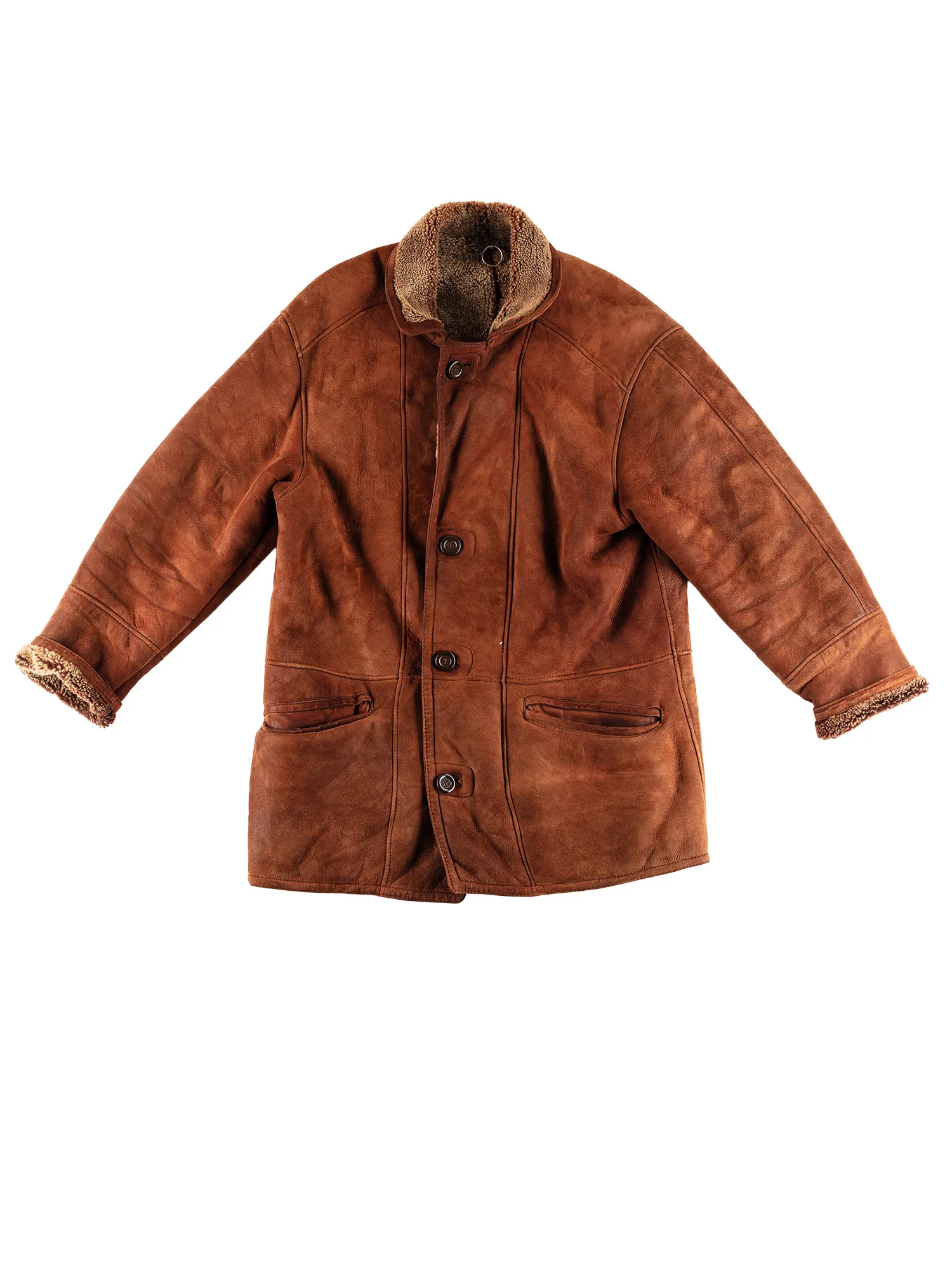 Vintage 80's Men Sheepskin Coat in Brown by Northern Grip
