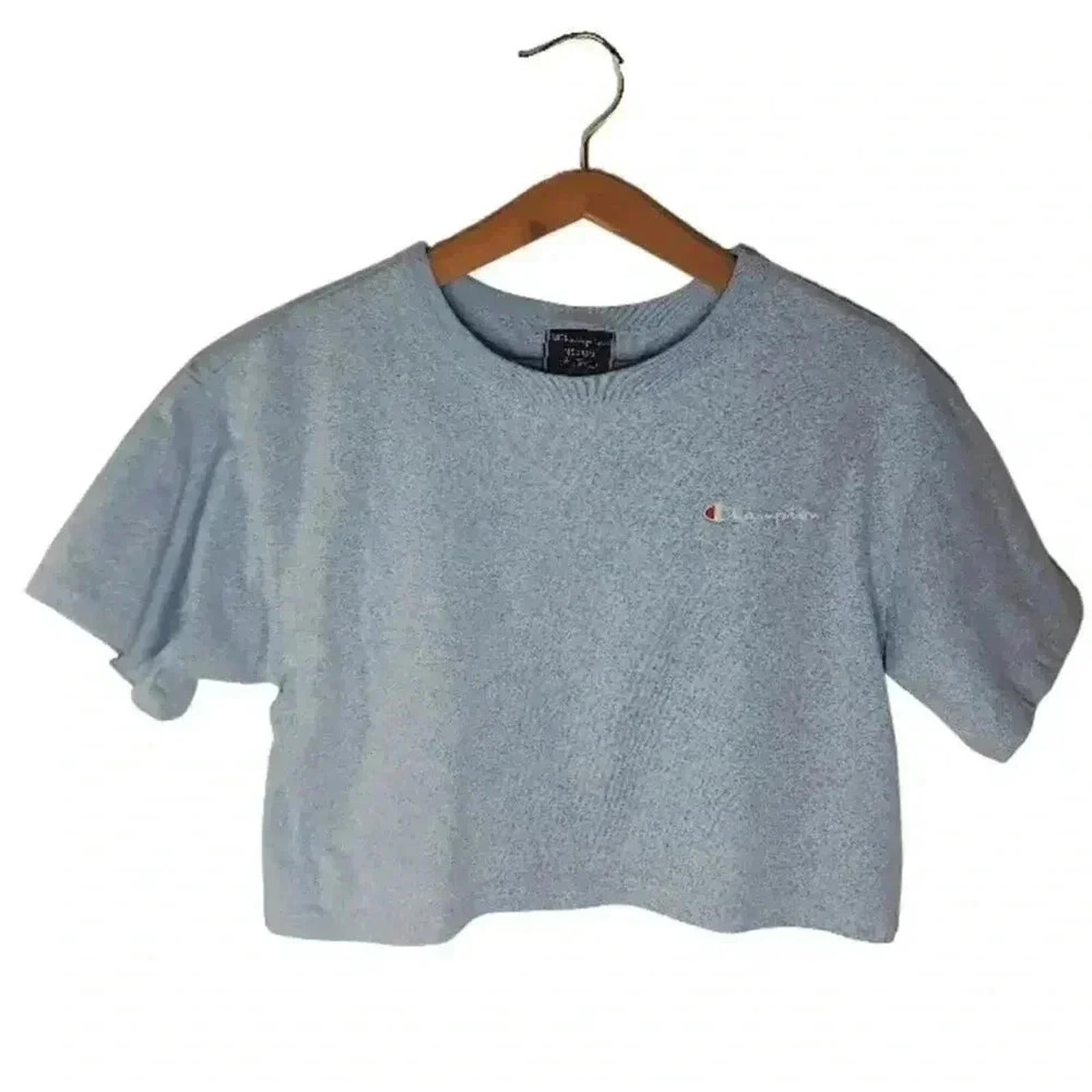 Champion Blue Heathered Print Crop Top Women's Size M by Hot Girl Secondhand