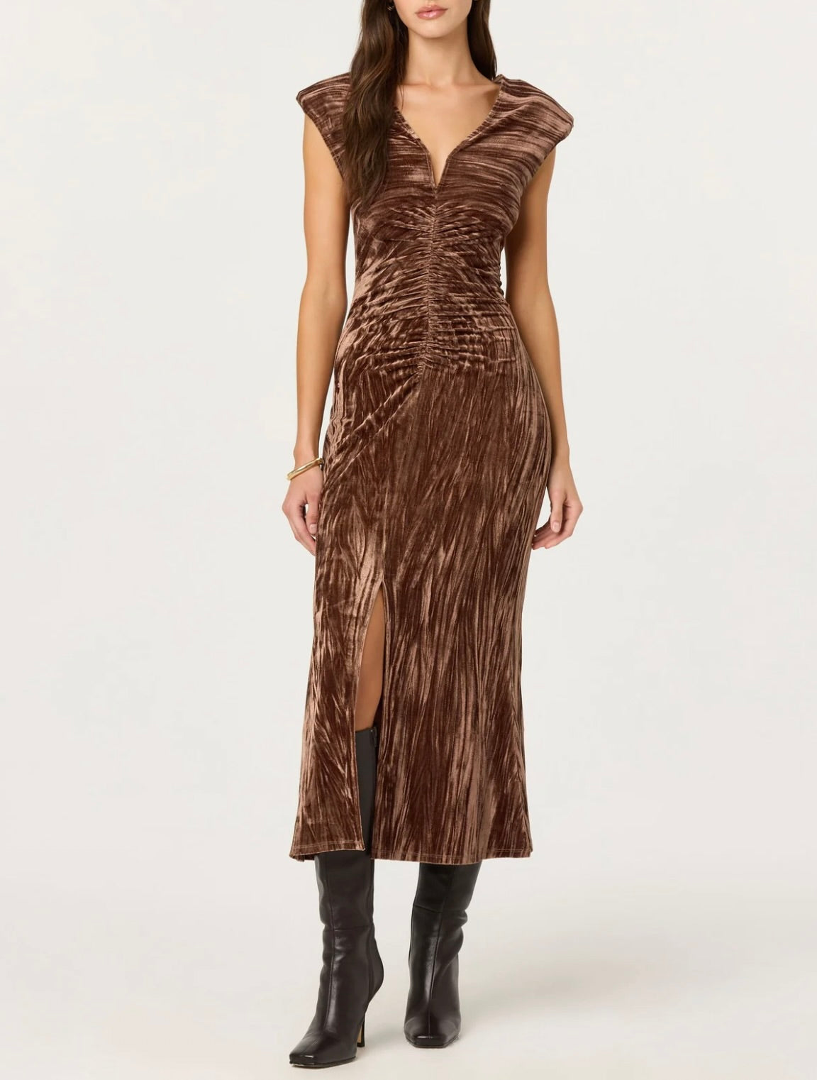 ASTR The Label Daisha Crushed Velvet Midi Dress by Sierra Deene