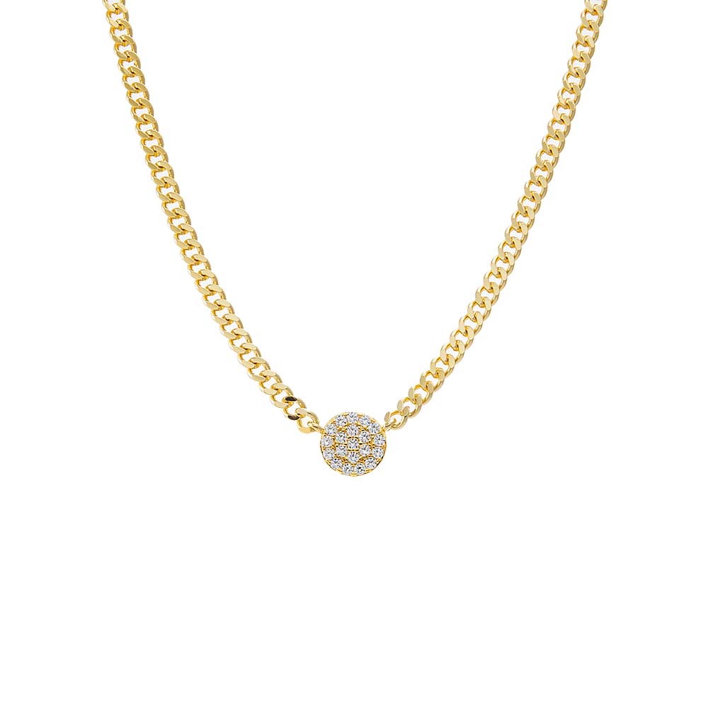 Pave Disc Cuban Link Pendant Necklace by Sierra Deene