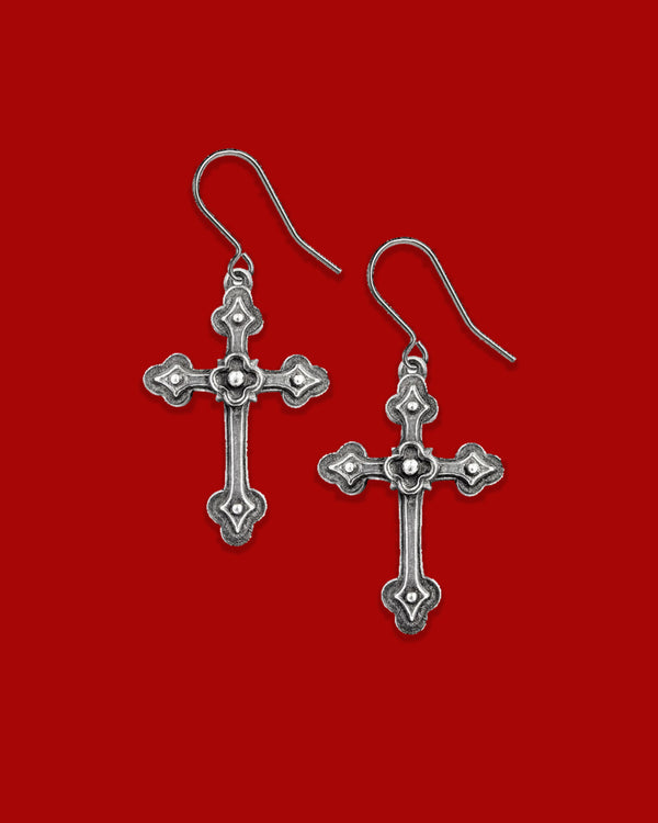 Gothic Devotion Crosses Earrings by KATAKOMB