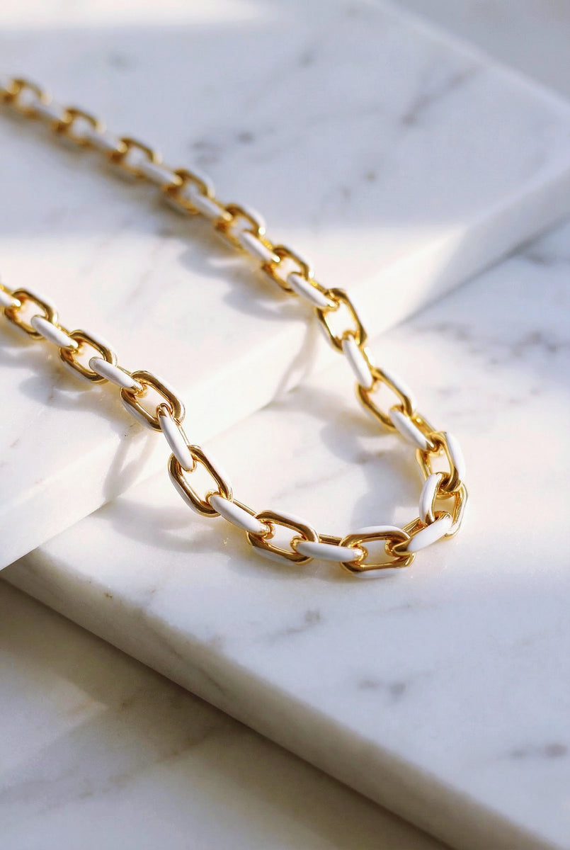 THE MARBELLA LINK NECKLACE (WATERPROOF & 18K WHITE GOLD PLATED) by RAËLIV