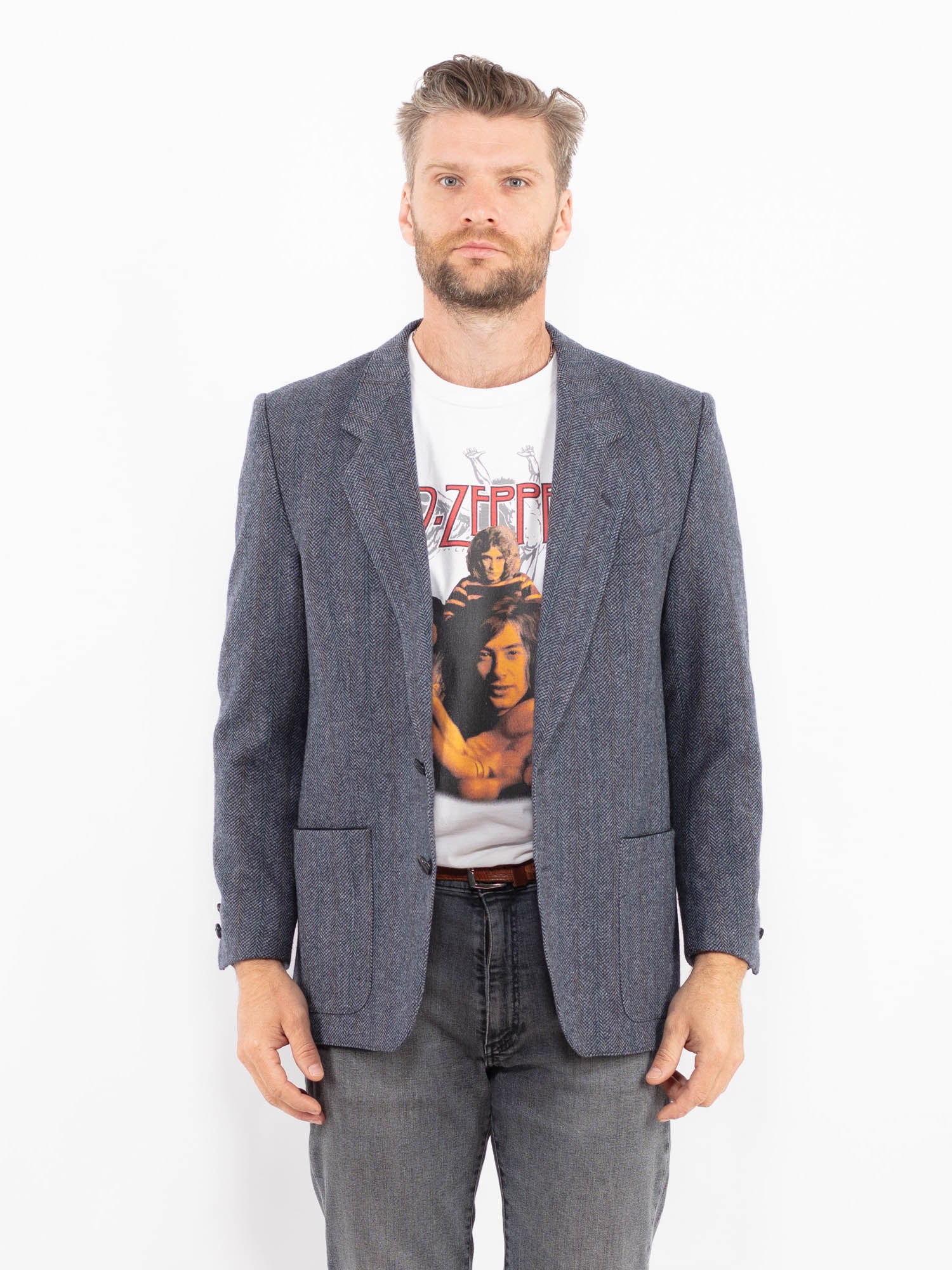 Vintage 90's Men Wool Blazer Jacket in Blue by Northern Grip