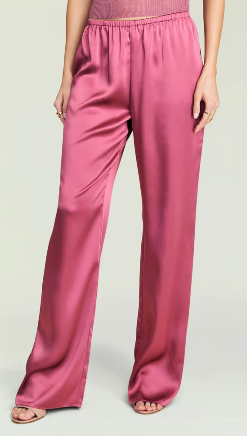 SEROYA Lillian Satin Pant in Sangria by Sierra Deene