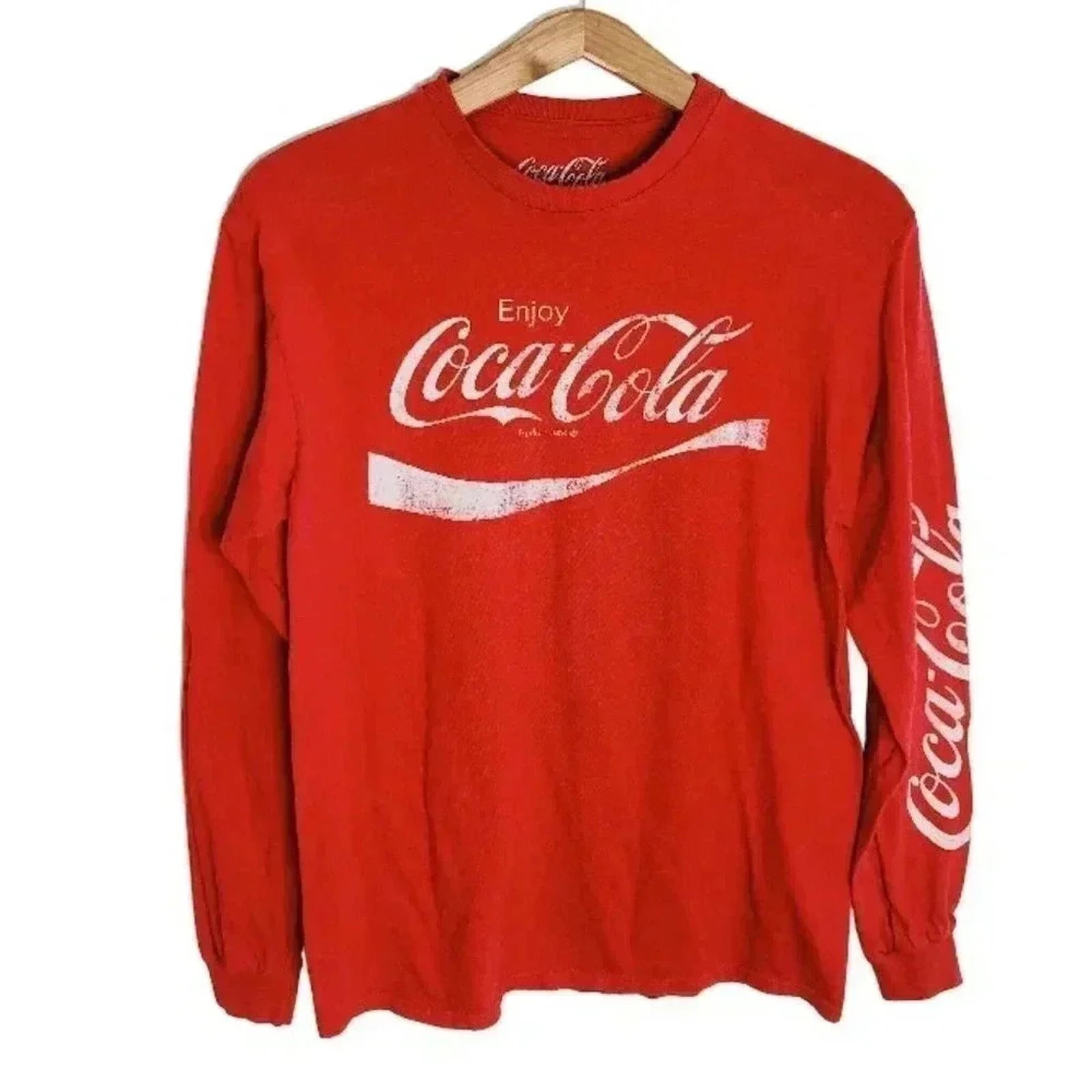 Coca Cola Long Sleeved Crewneck Tee Red Women's Size M by Hot Girl Secondhand