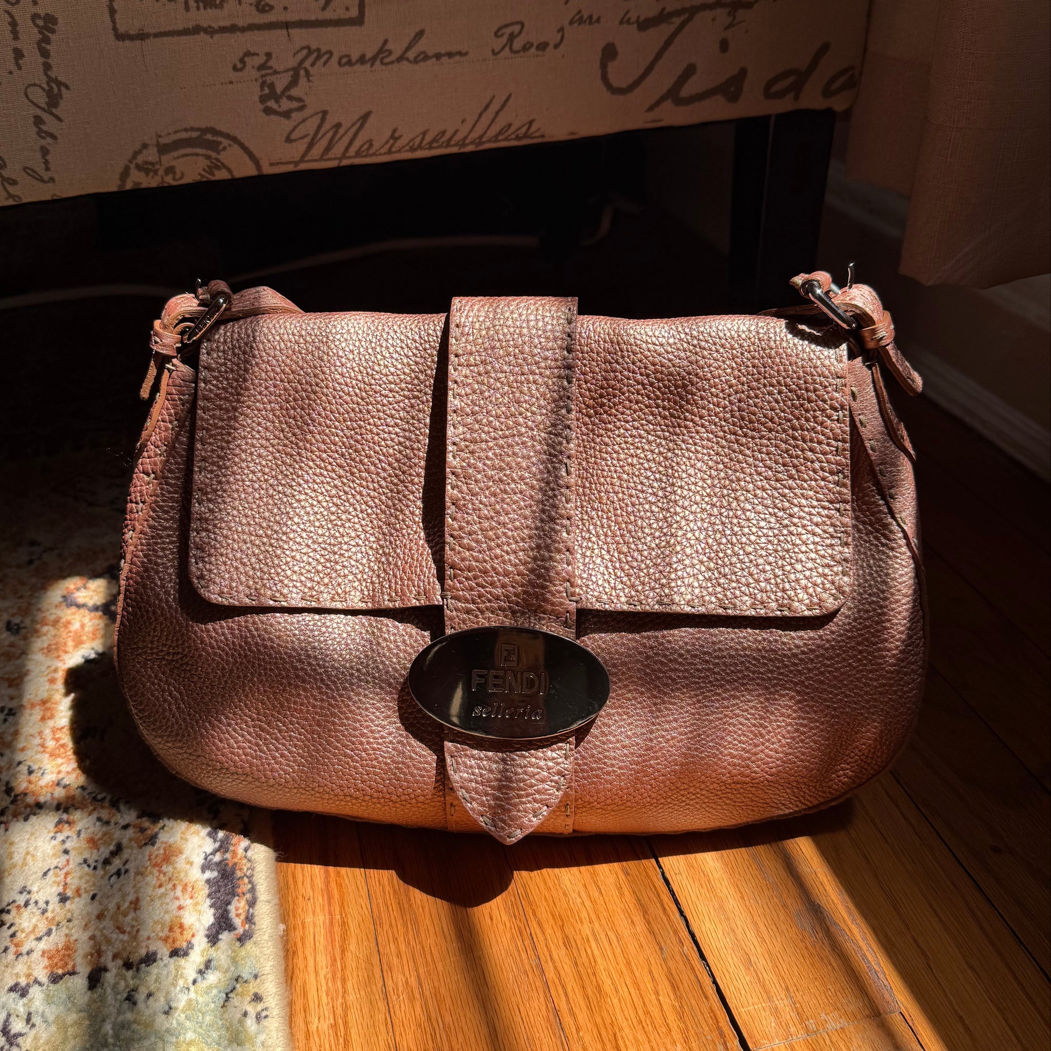 Fendi Vintage Selleria Metallic Baguette by The Vintage New Yorker