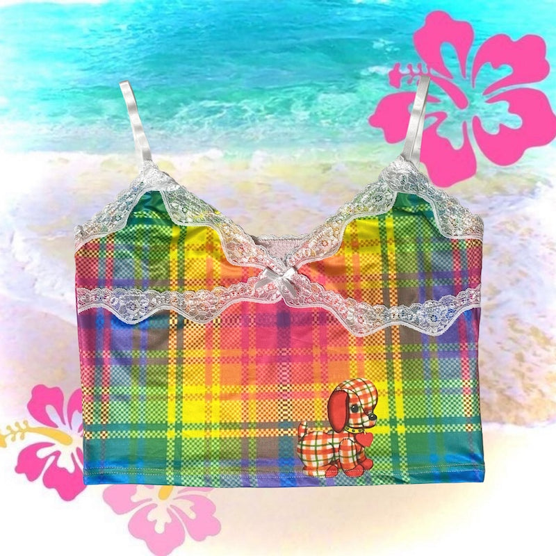 Decora Kei Tank Top – Summer Plaid Stretch – bunnybunnygun by Land Decora