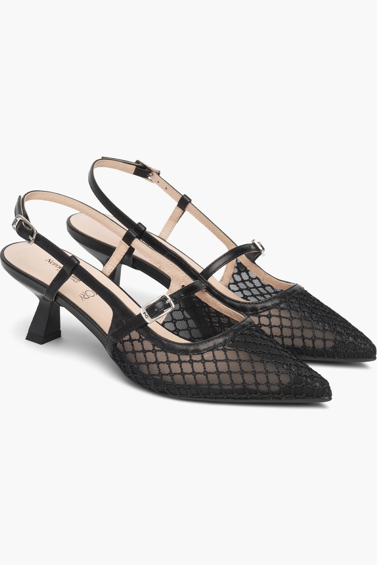 NeroGiardini Mesh Pointed Toe Slingback by Sierra Deene