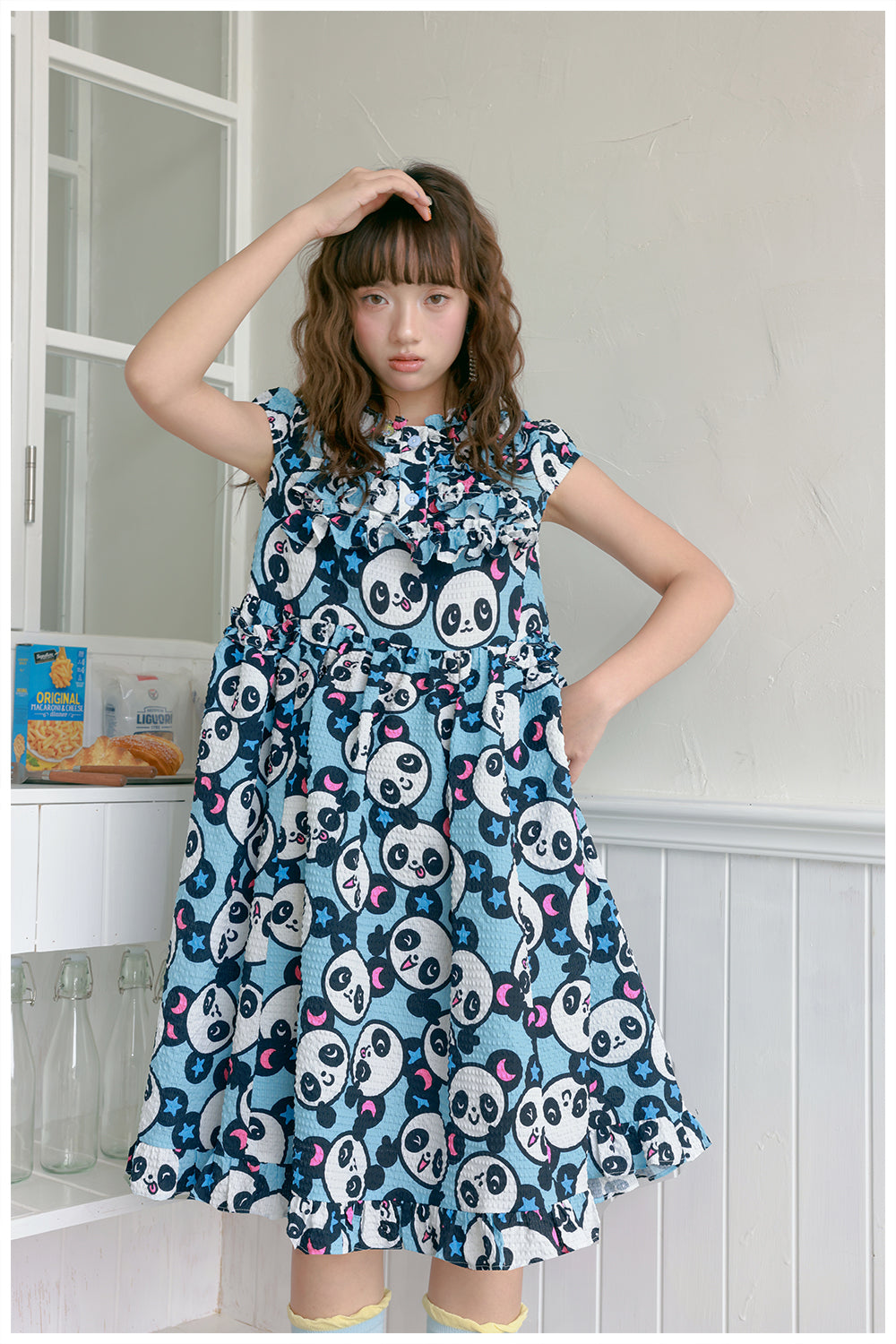 tntntutu Cute Summer Bubble Dress | Harajuku Blue Panda Dress by Land Decora