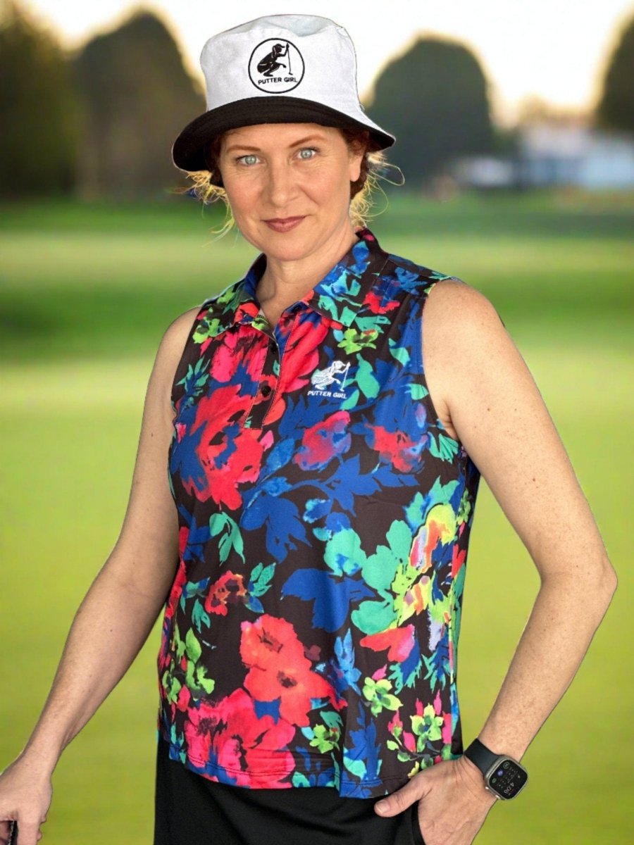 Neon Flower Sleevelss Polo by Putter Girl