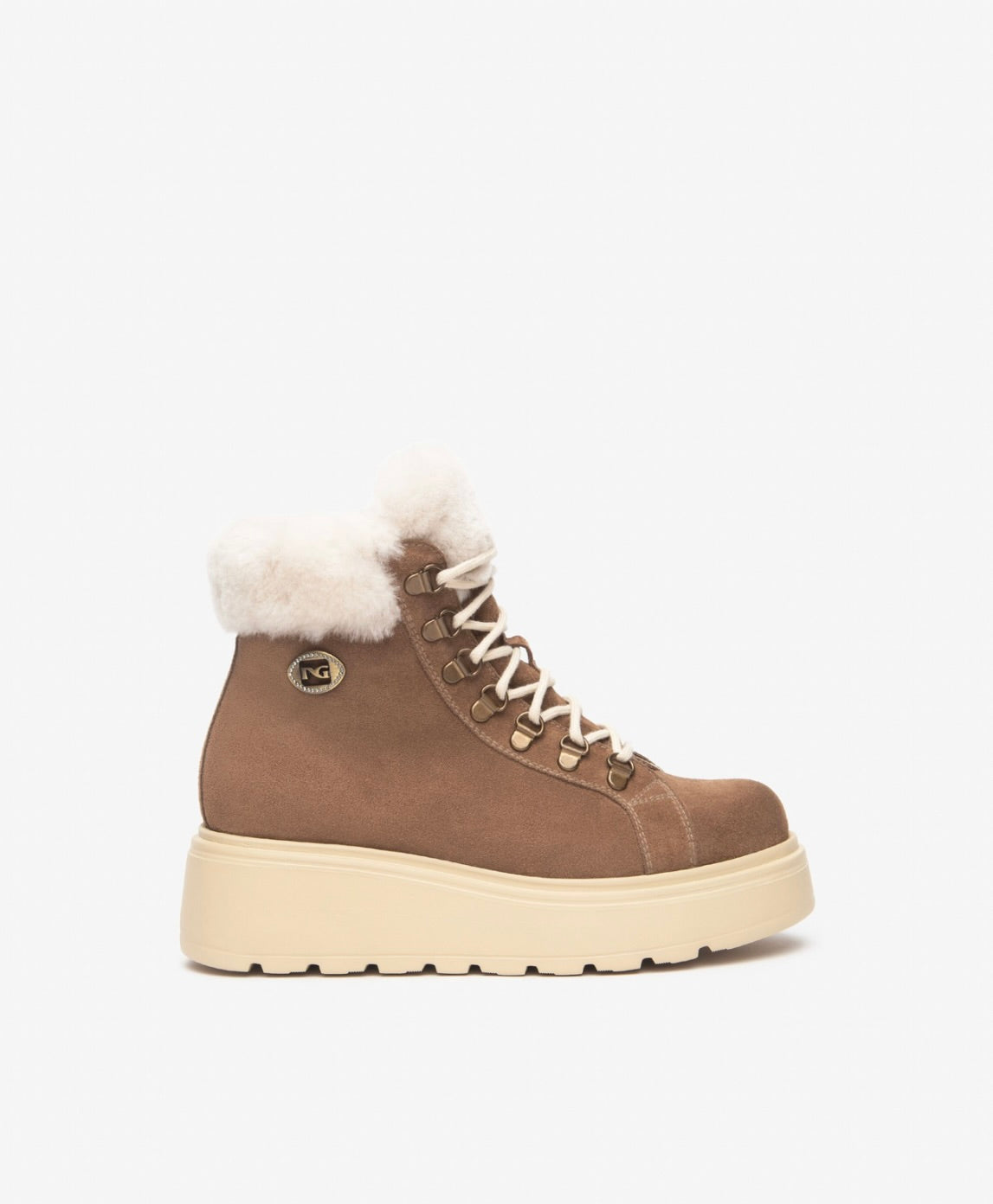 NeroGiardini Faux Shearling Platform Hiker Boot by Sierra Deene
