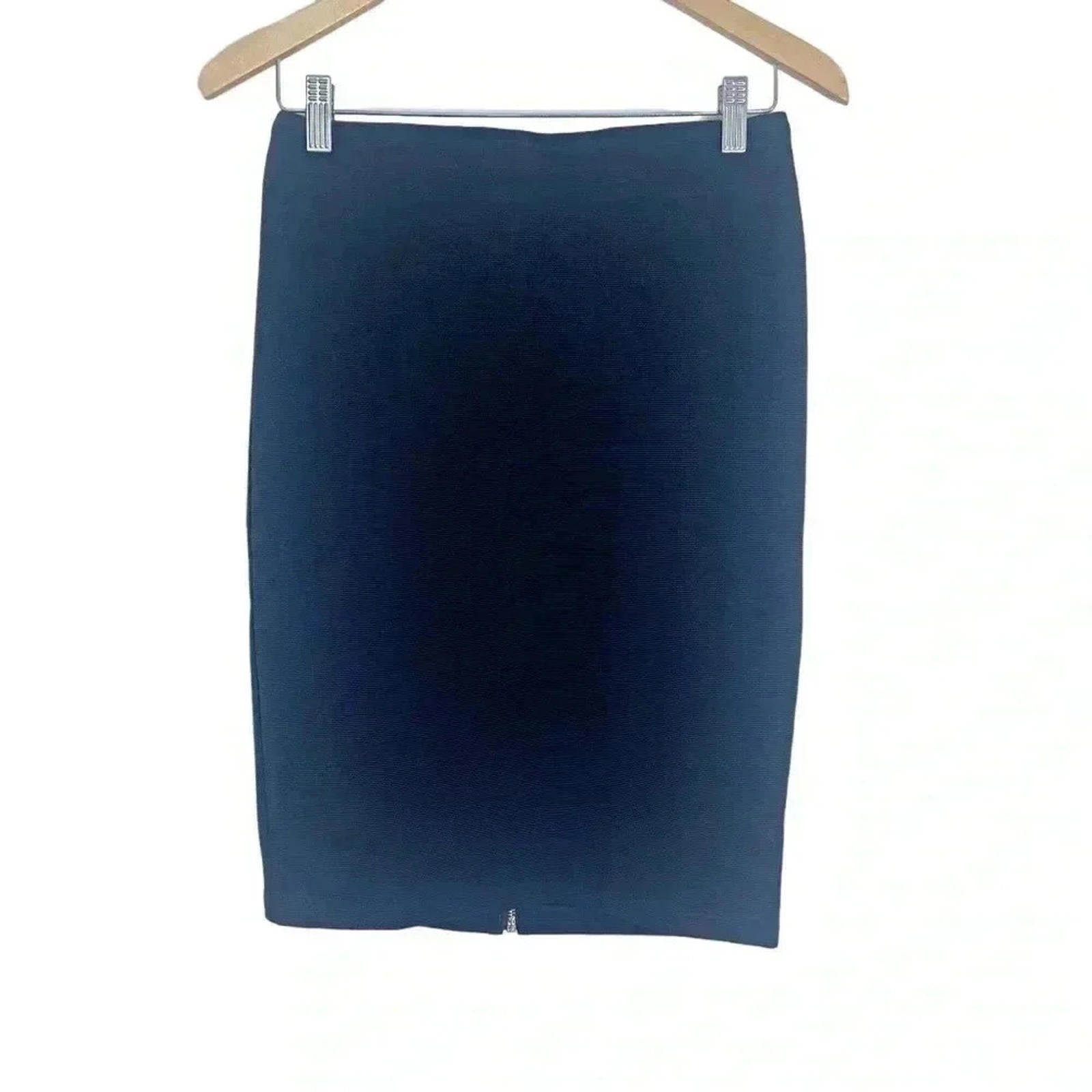 Premise Studio Black Pencil Skirt Ribbed Knee Length Business Casual S by Hot Girl Secondhand