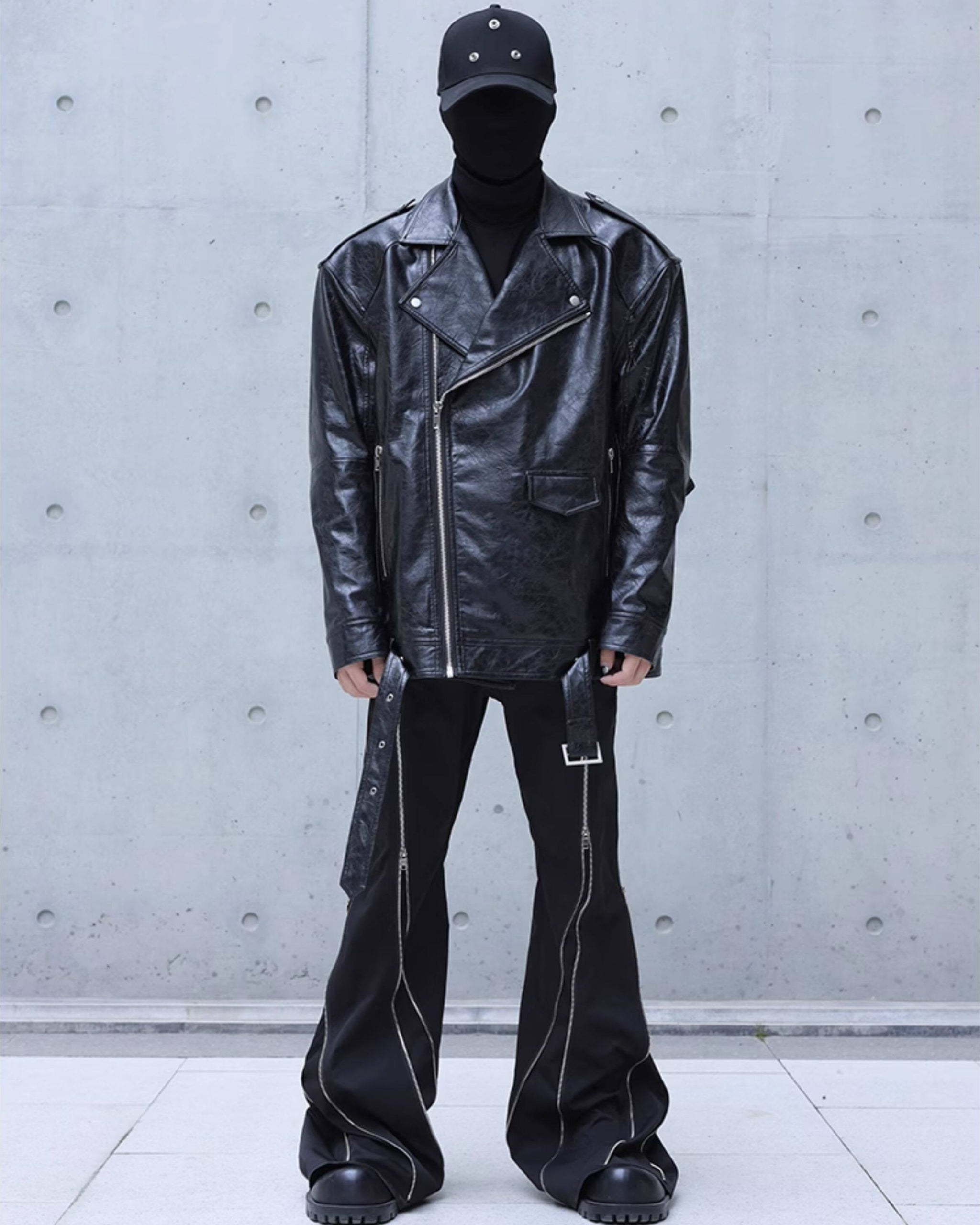 Oversized Lapel Pu Biker Coat by OFFCULTURE
