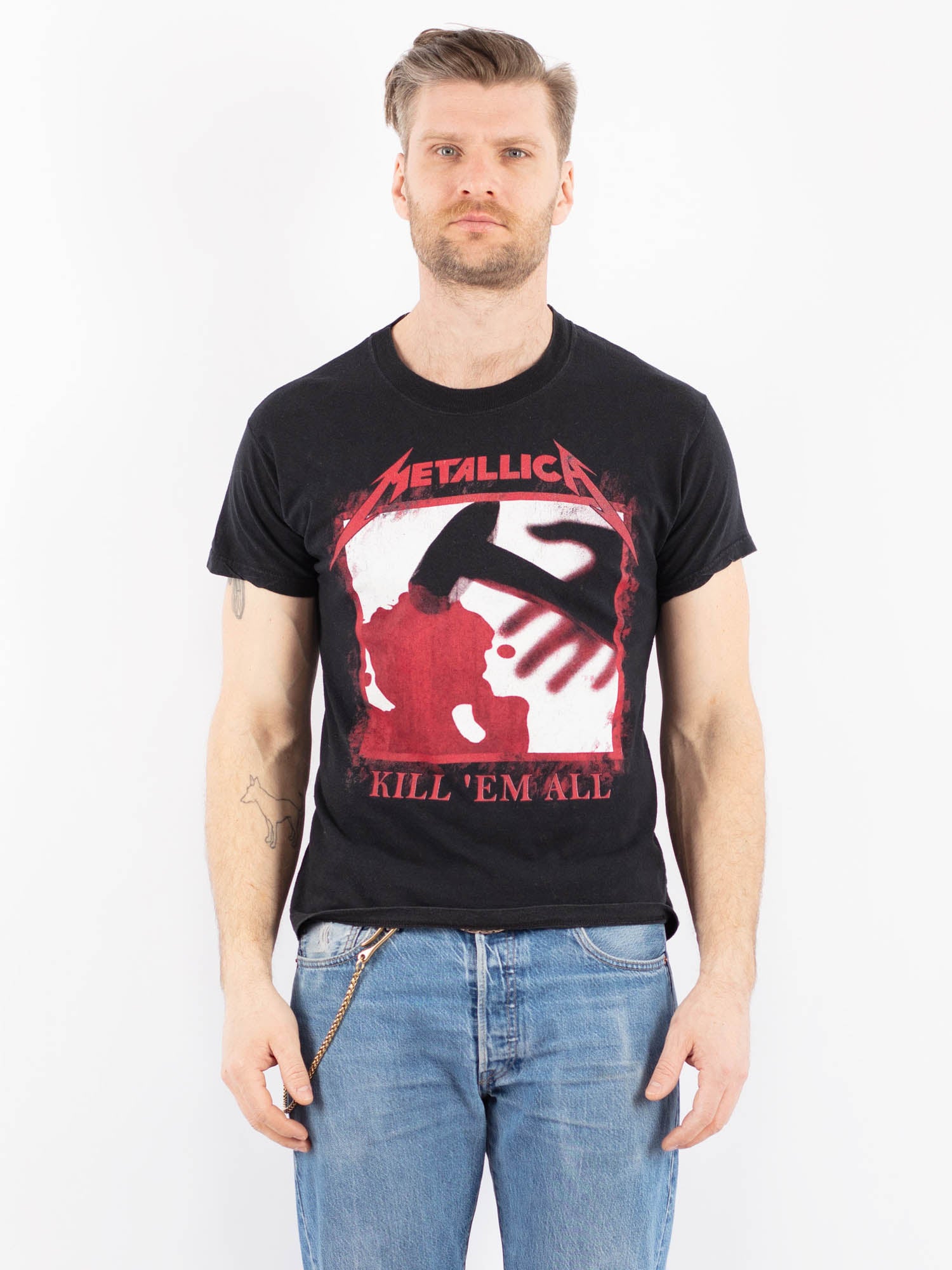 Vintage 00's Men Metallica Print T-Shirt in Black by Northern Grip